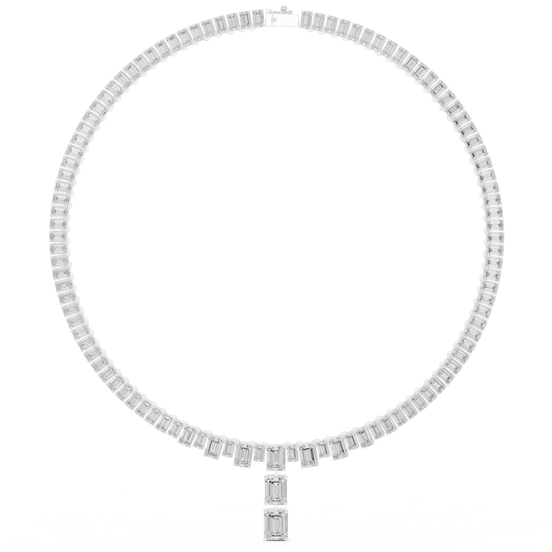 33.30 Ct. Emerald Cut Diamond Tennis Necklace with Drop (SBWN (9)) 11
