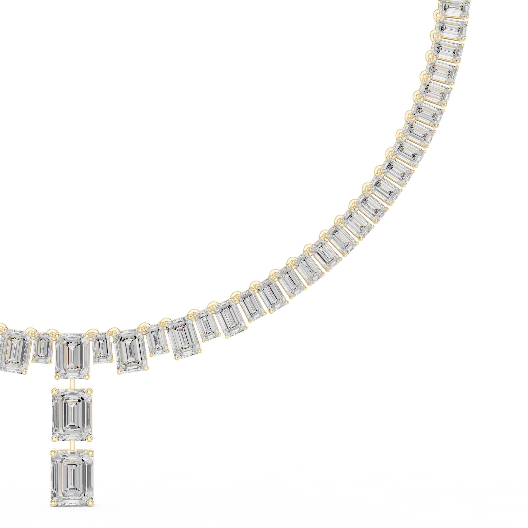 33.30 Ct. Emerald Cut Diamond Tennis Necklace with Drop (SBWN (9)) 8