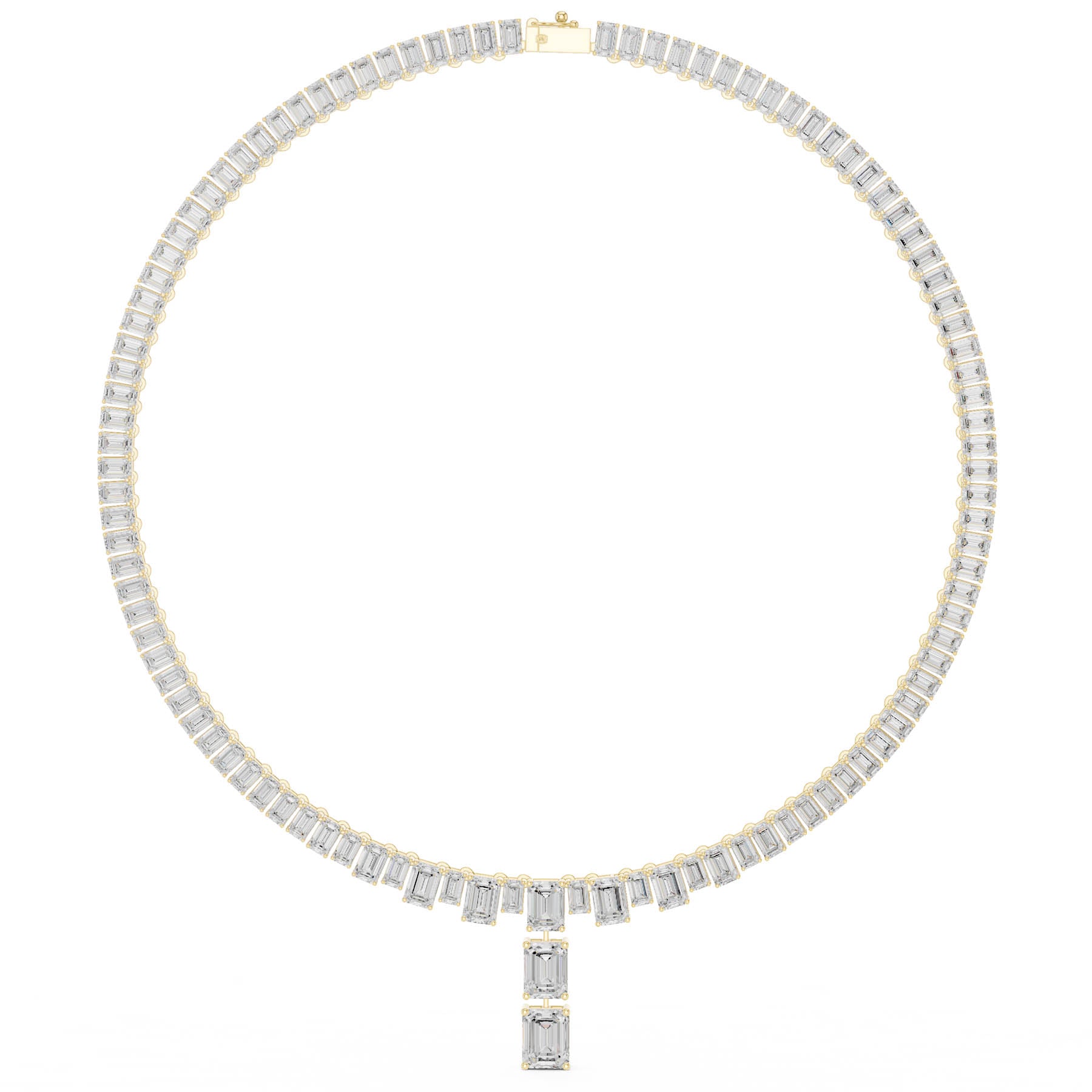 33.30 Ct. Emerald Cut Diamond Tennis Necklace with Drop (SBWN (9)) 9