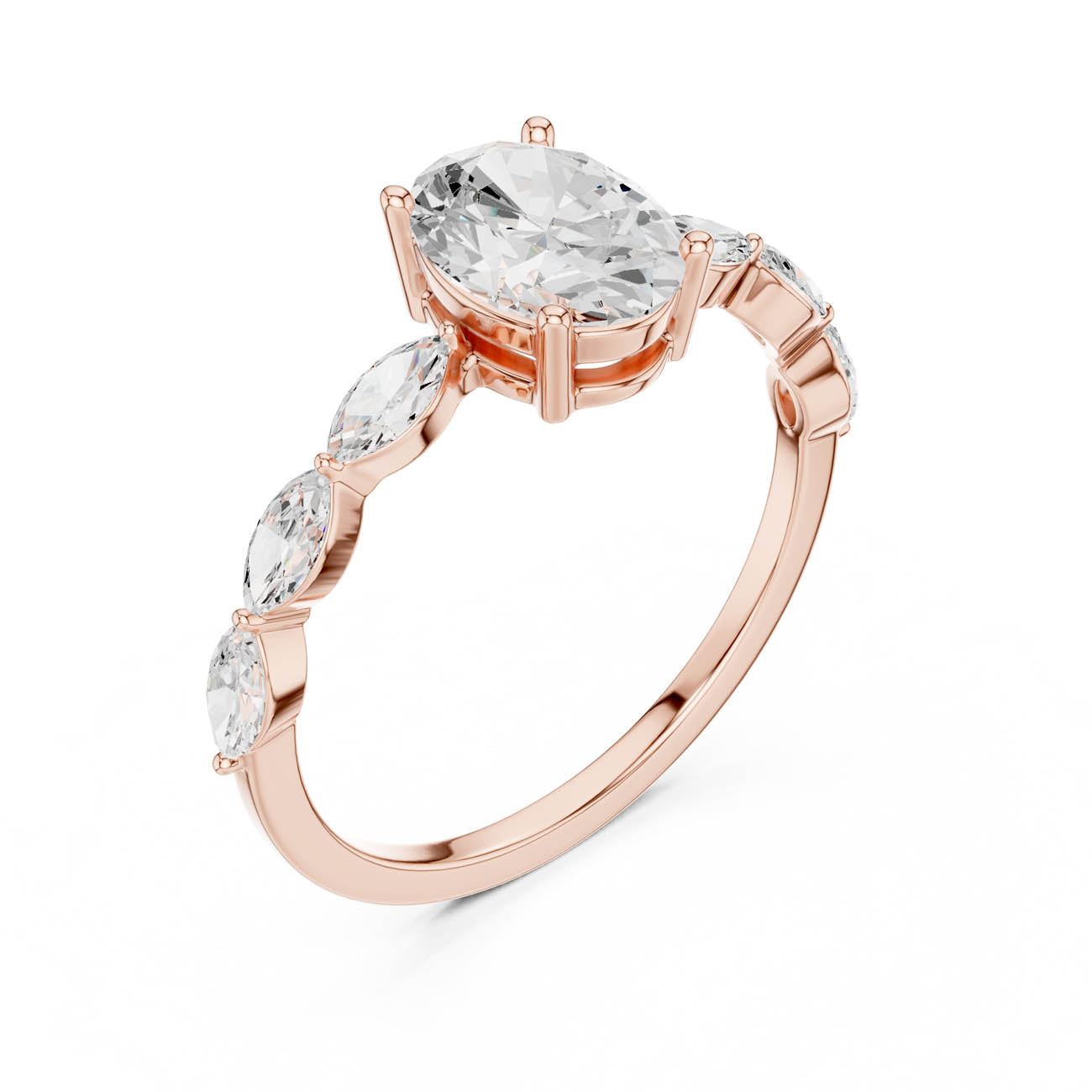 1.39 Ct. Oval Diamond Solitaire with Marquise Diamond set Band (SBWR(11)) 6