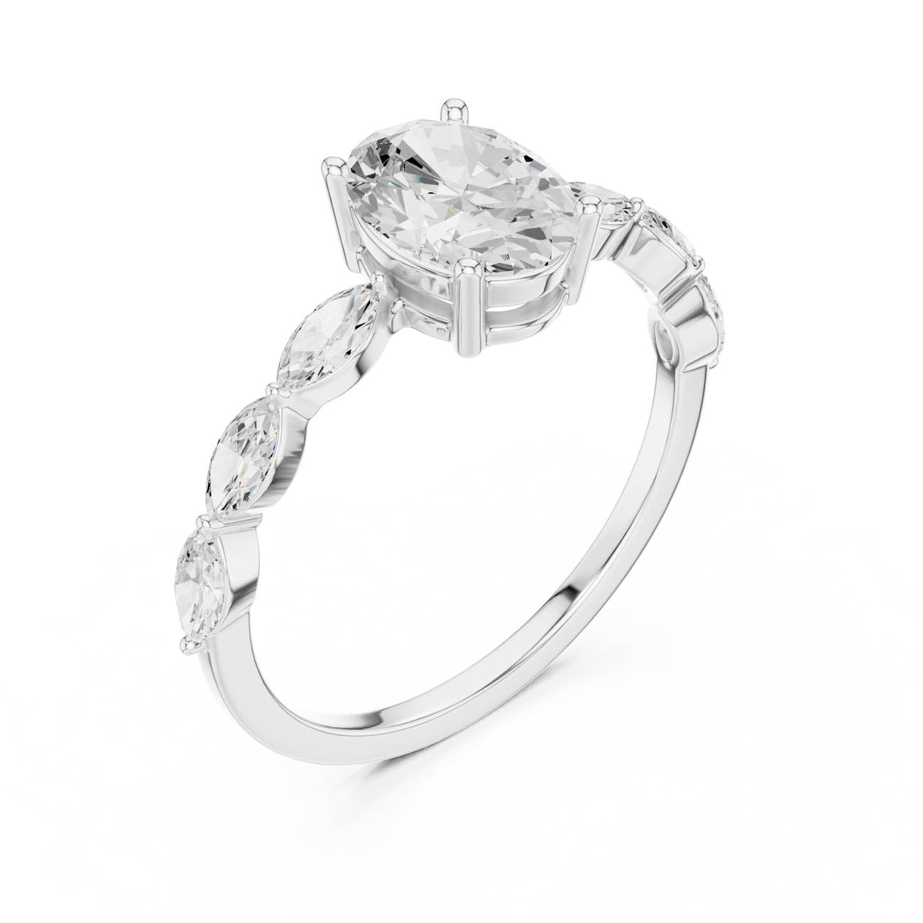 1.39 Ct. Oval Diamond Solitaire with Marquise Diamond set Band (SBWR(11)) 8