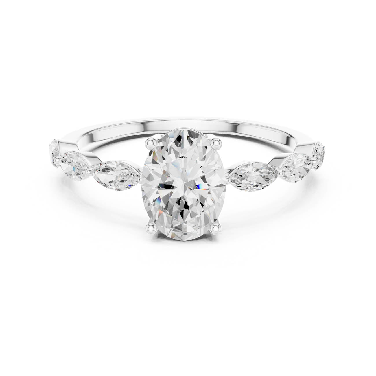 1.39 Ct. Oval Diamond Solitaire with Marquise Diamond set Band (SBWR(11))