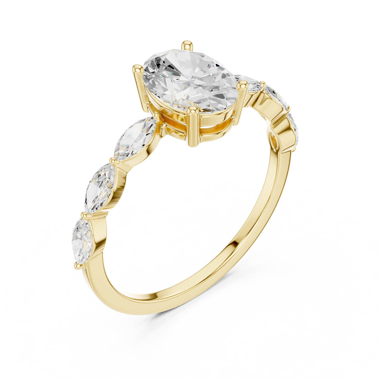 1.39 Ct. Oval Diamond Solitaire with Marquise Diamond set Band (SBWR(11))