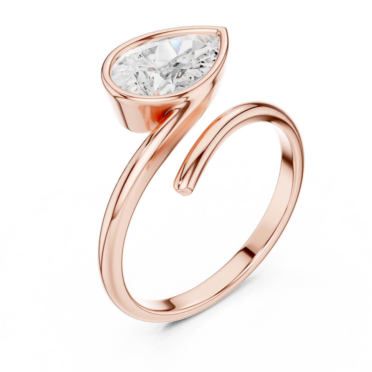 1.22 Ct. Pear Shaped Diamond Snake Ring with Bezel Setting (SBWR(22)) 10