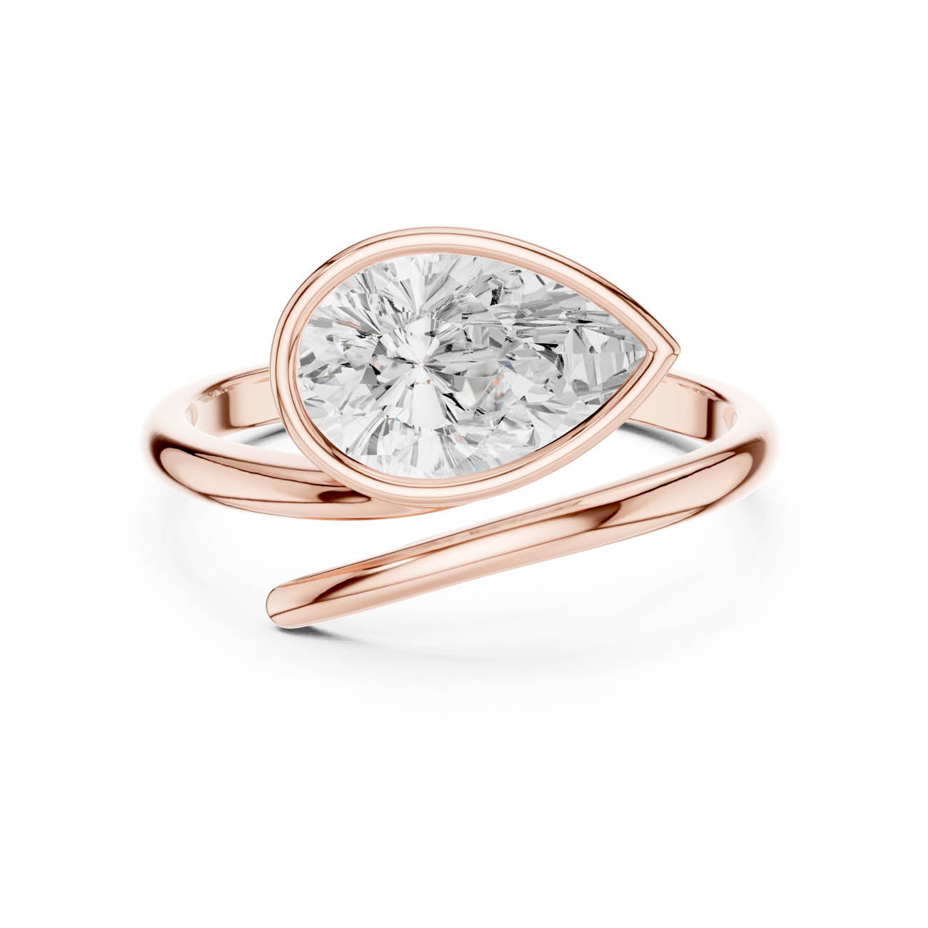 1.22 Ct. Pear Shaped Diamond Snake Ring with Bezel Setting (SBWR(22)) 7