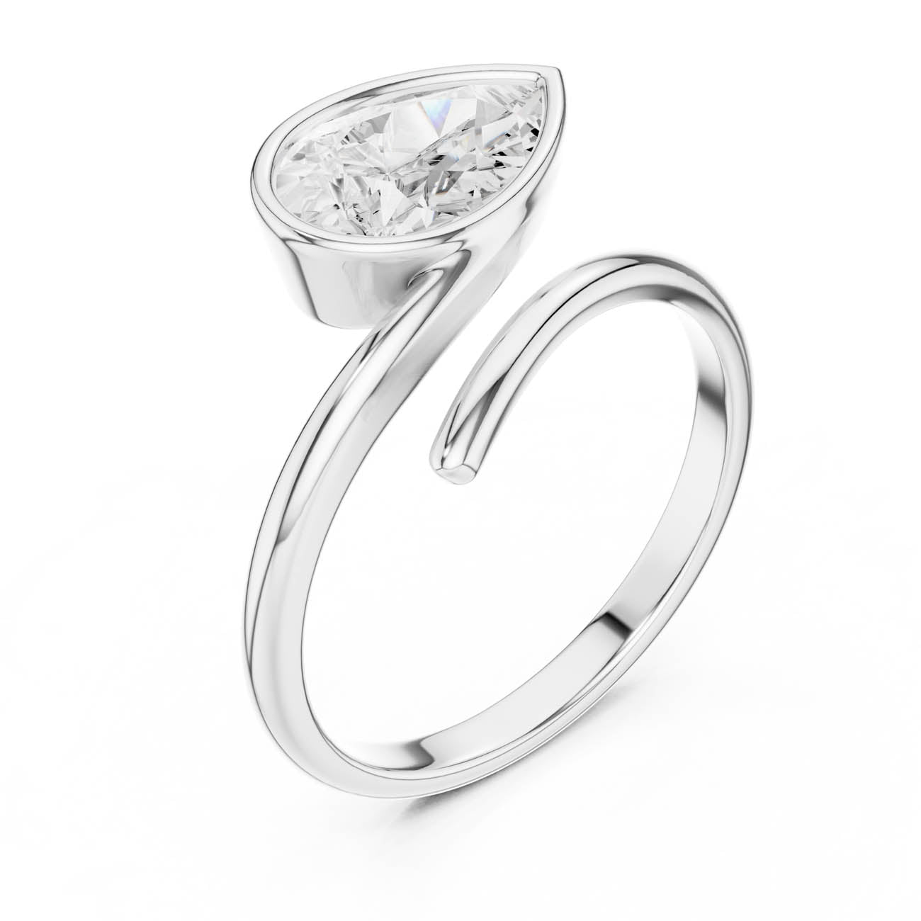1.22 Ct. Pear Shaped Diamond Snake Ring with Bezel Setting (SBWR(22)) 6