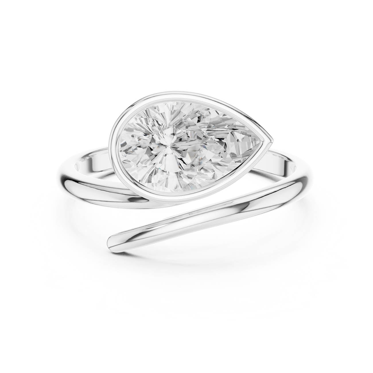 1.22 Ct. Pear Shaped Diamond Snake Ring with Bezel Setting (SBWR(22)) 5