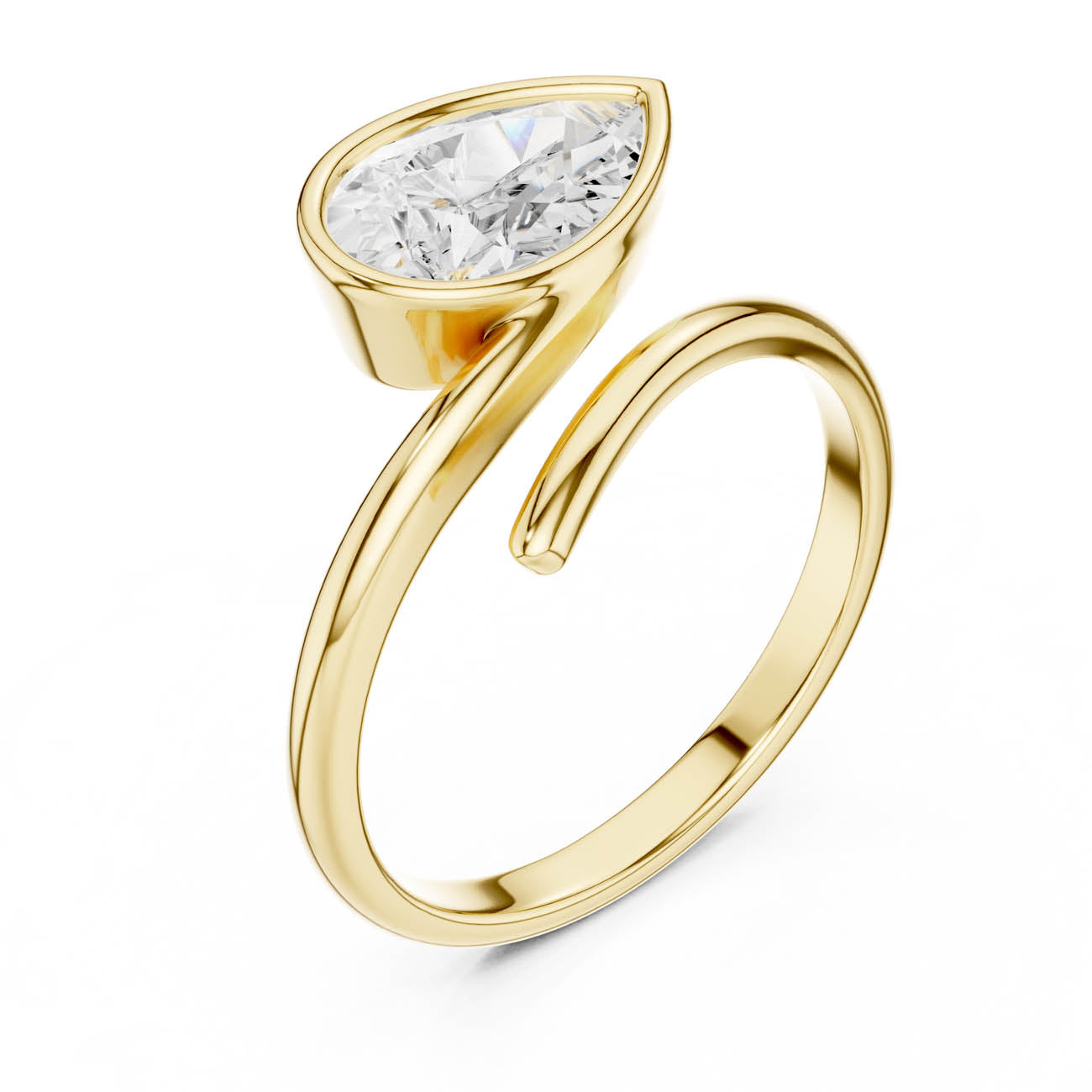 1.22 Ct. Pear Shaped Diamond Snake Ring with Bezel Setting (SBWR(22))