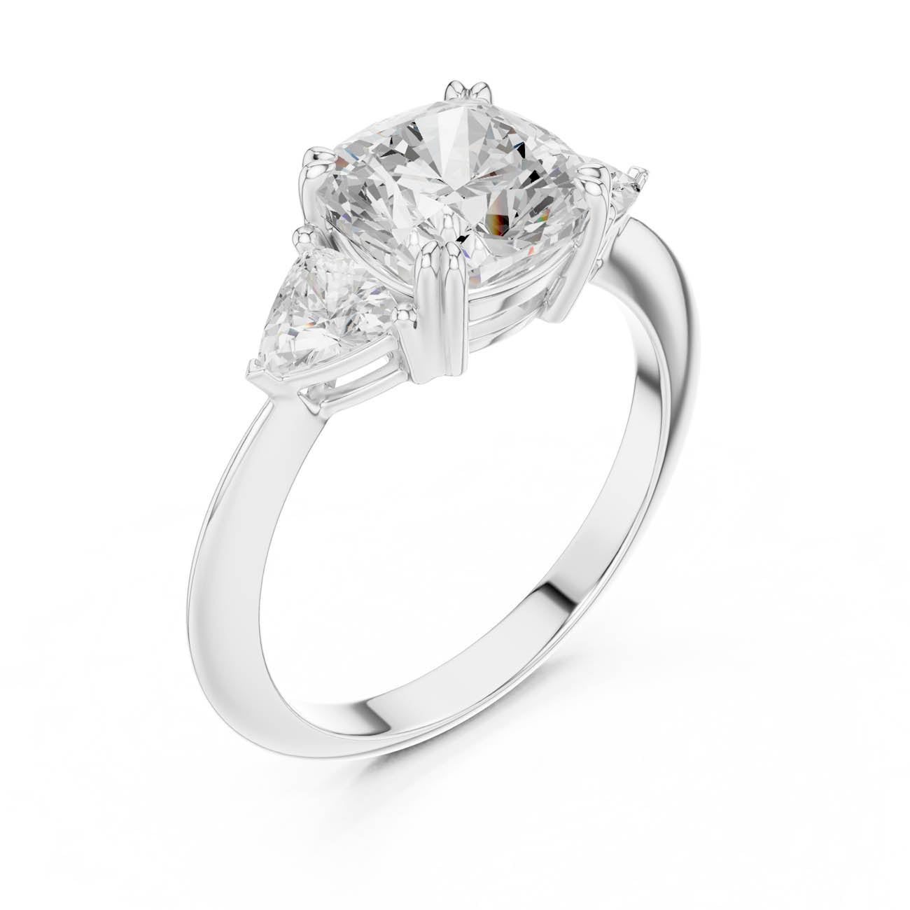 3.12 Ct. Cushion Diamond Solitaire with Trillion Side Stones (SBWR(25)) 8