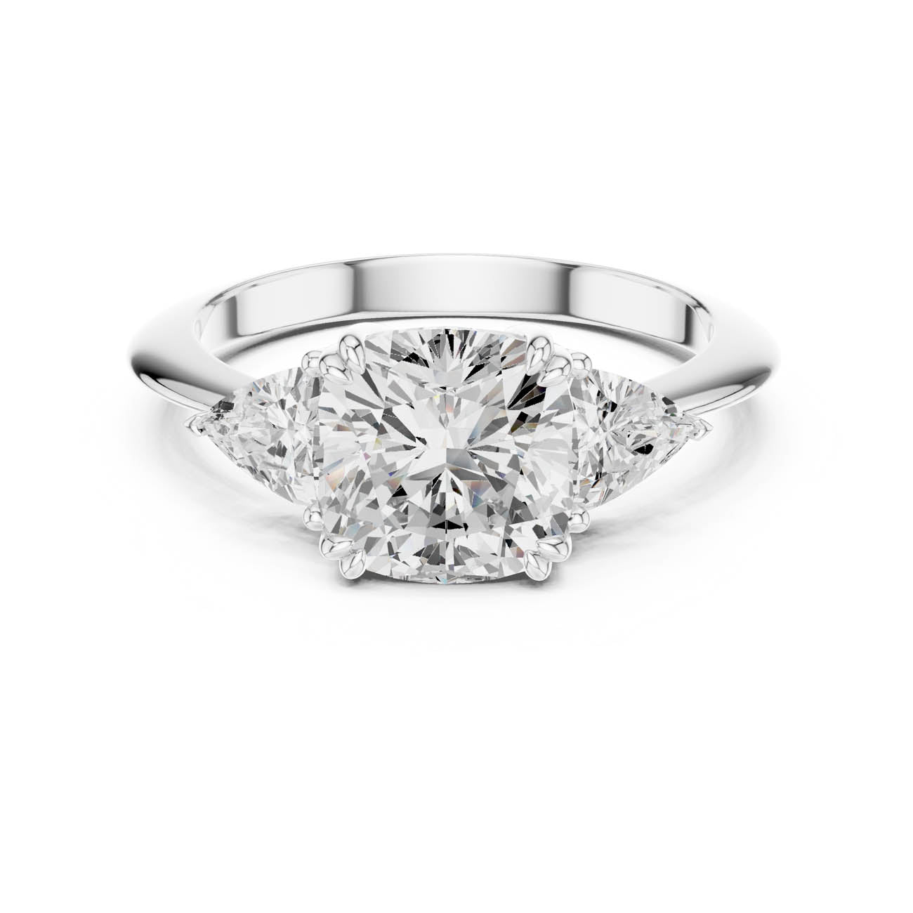 3.12 Ct. Cushion Diamond Solitaire with Trillion Side Stones (SBWR(25))
