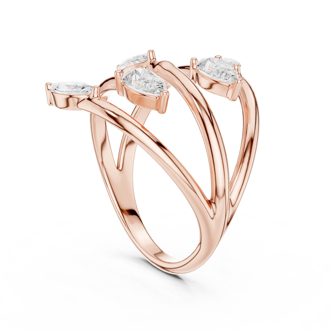 1.18 Ct. Marquise and Pear Diamond Wrap Ring with Multi-Row Open Design (SBWR(28)) 4