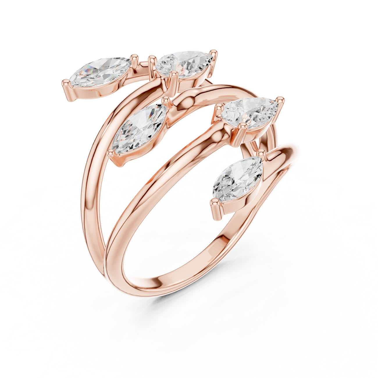 1.18 Ct. Marquise and Pear Diamond Wrap Ring with Multi-Row Open Design (SBWR(28)) 7