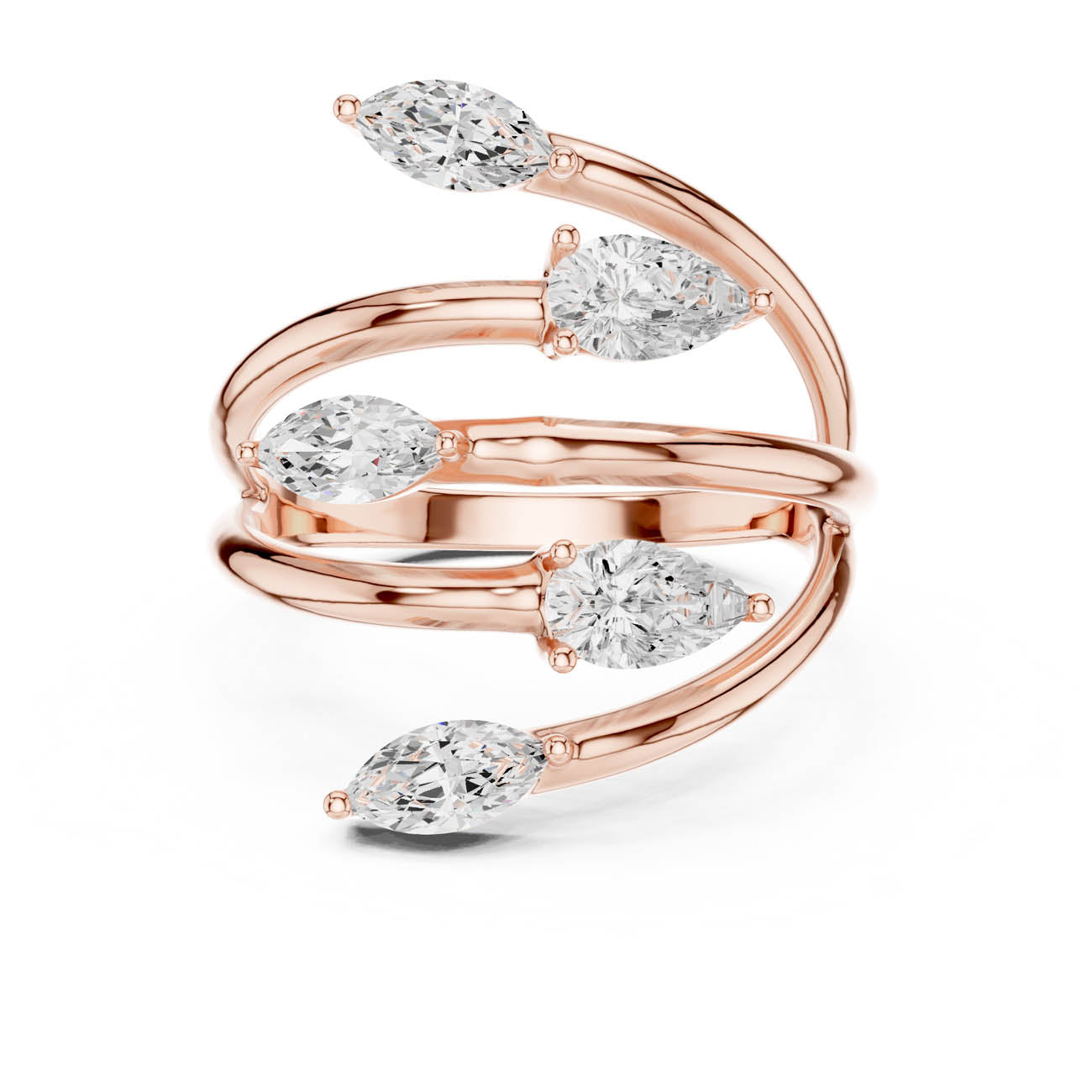 1.18 Ct. Marquise and Pear Diamond Wrap Ring with Multi-Row Open Design (SBWR(28))