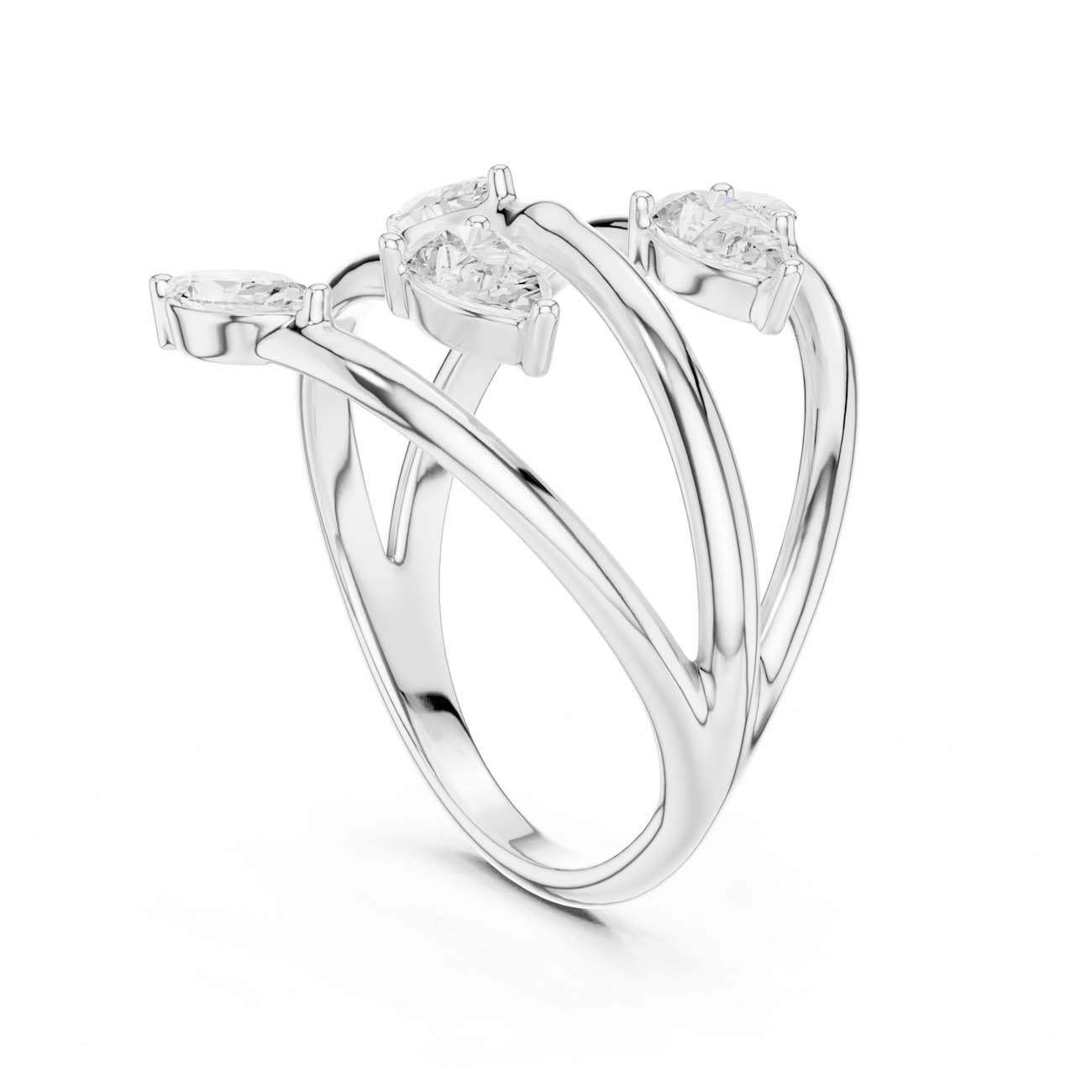 1.18 Ct. Marquise and Pear Diamond Wrap Ring with Multi-Row Open Design (SBWR(28)) 6