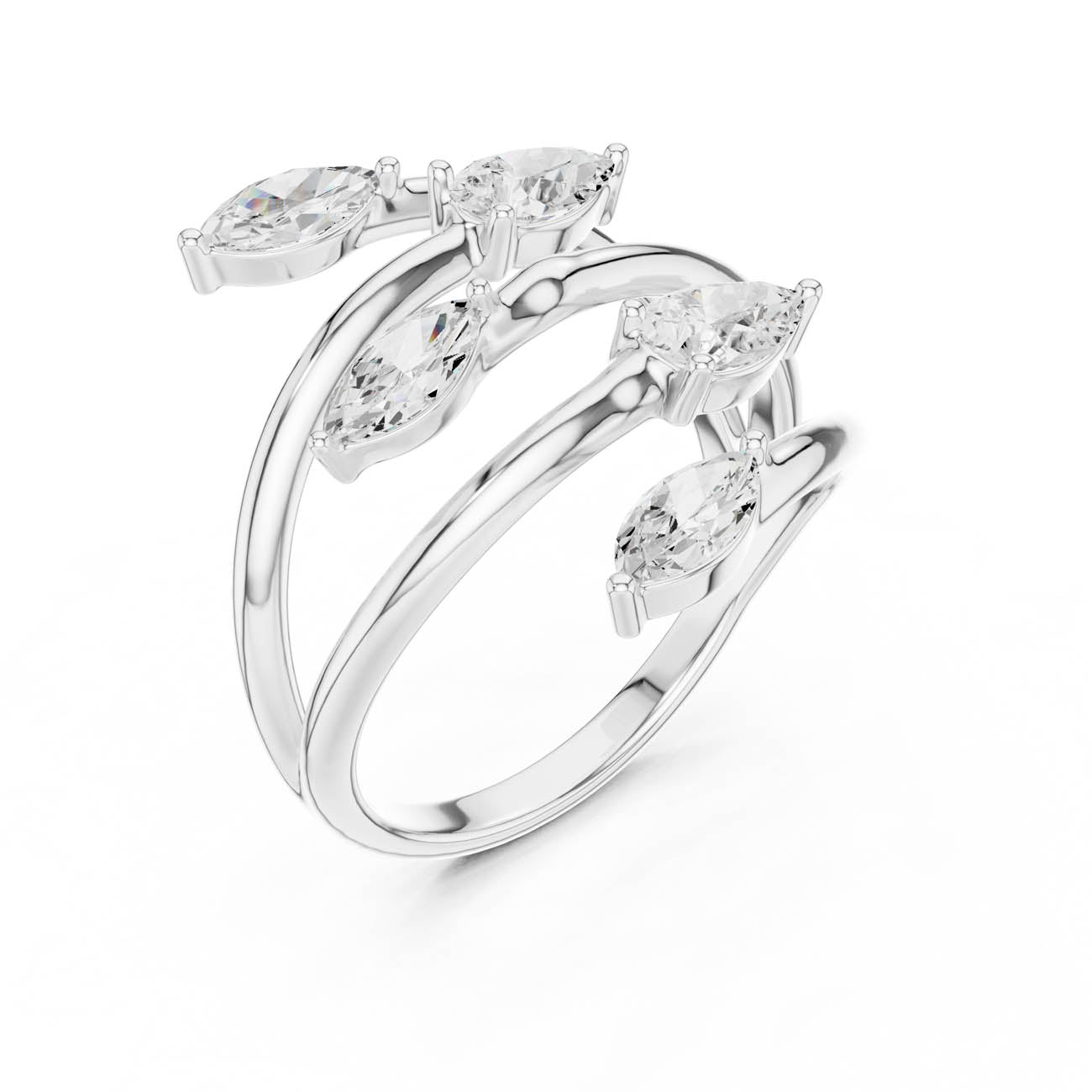 1.18 Ct. Marquise and Pear Diamond Wrap Ring with Multi-Row Open Design (SBWR(28)) 8