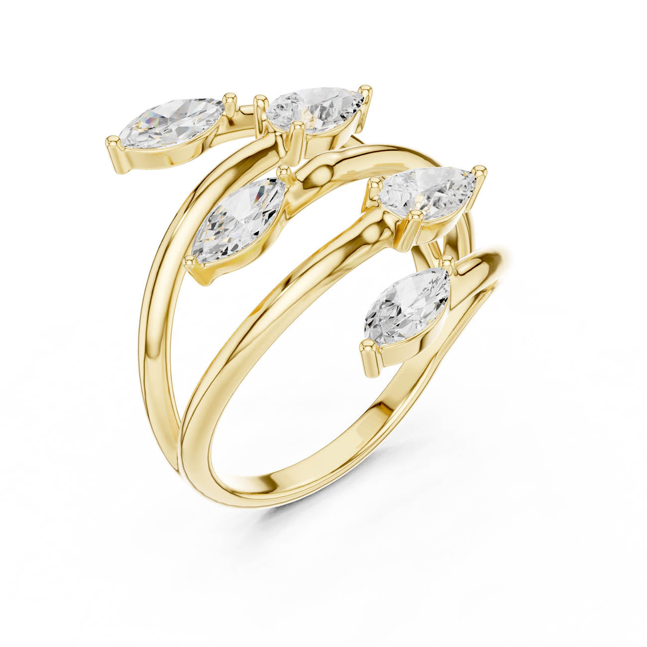 1.18 Ct. Marquise and Pear Diamond Wrap Ring with Multi-Row Open Design (SBWR(28)) 9