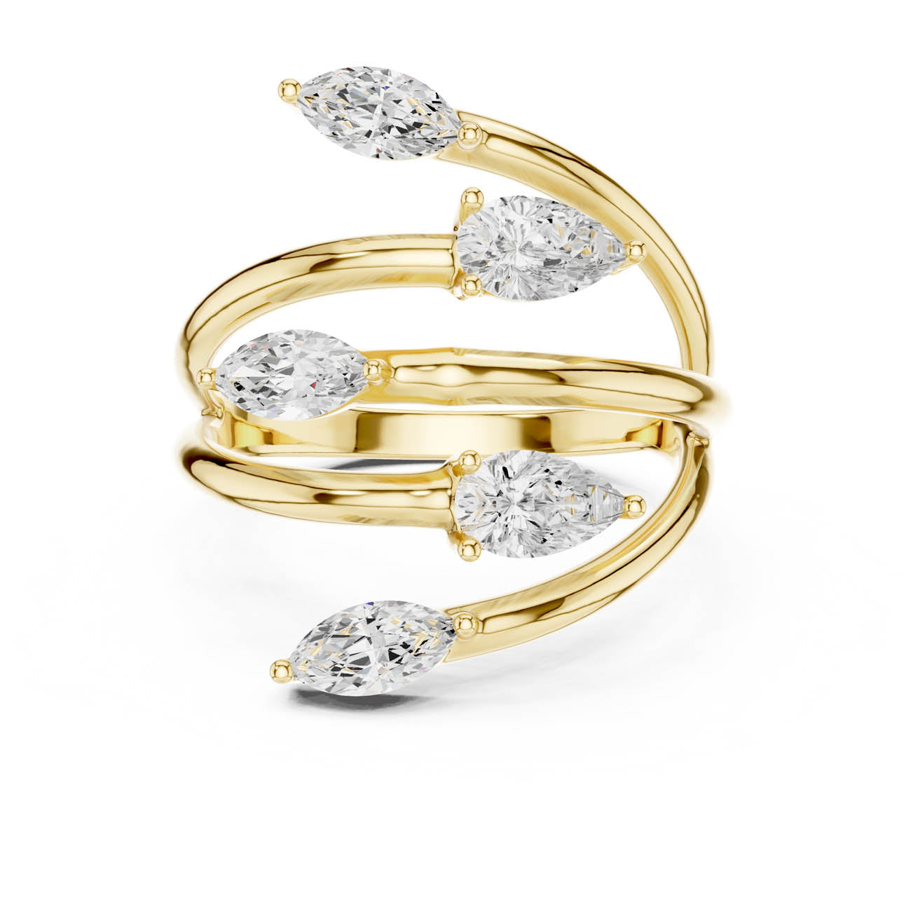 1.18 Ct. Marquise and Pear Diamond Wrap Ring with Multi-Row Open Design (SBWR(28))