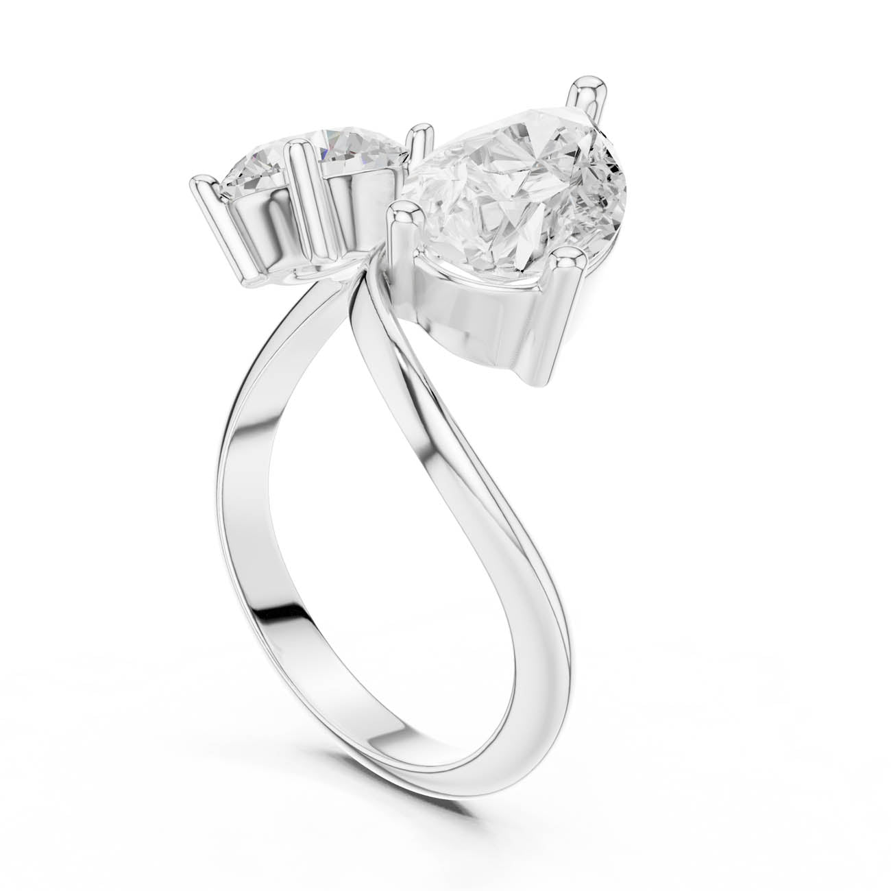 2.90 Ct. Round and Pear Diamond Open Band Ring (SBWR(31)) 10