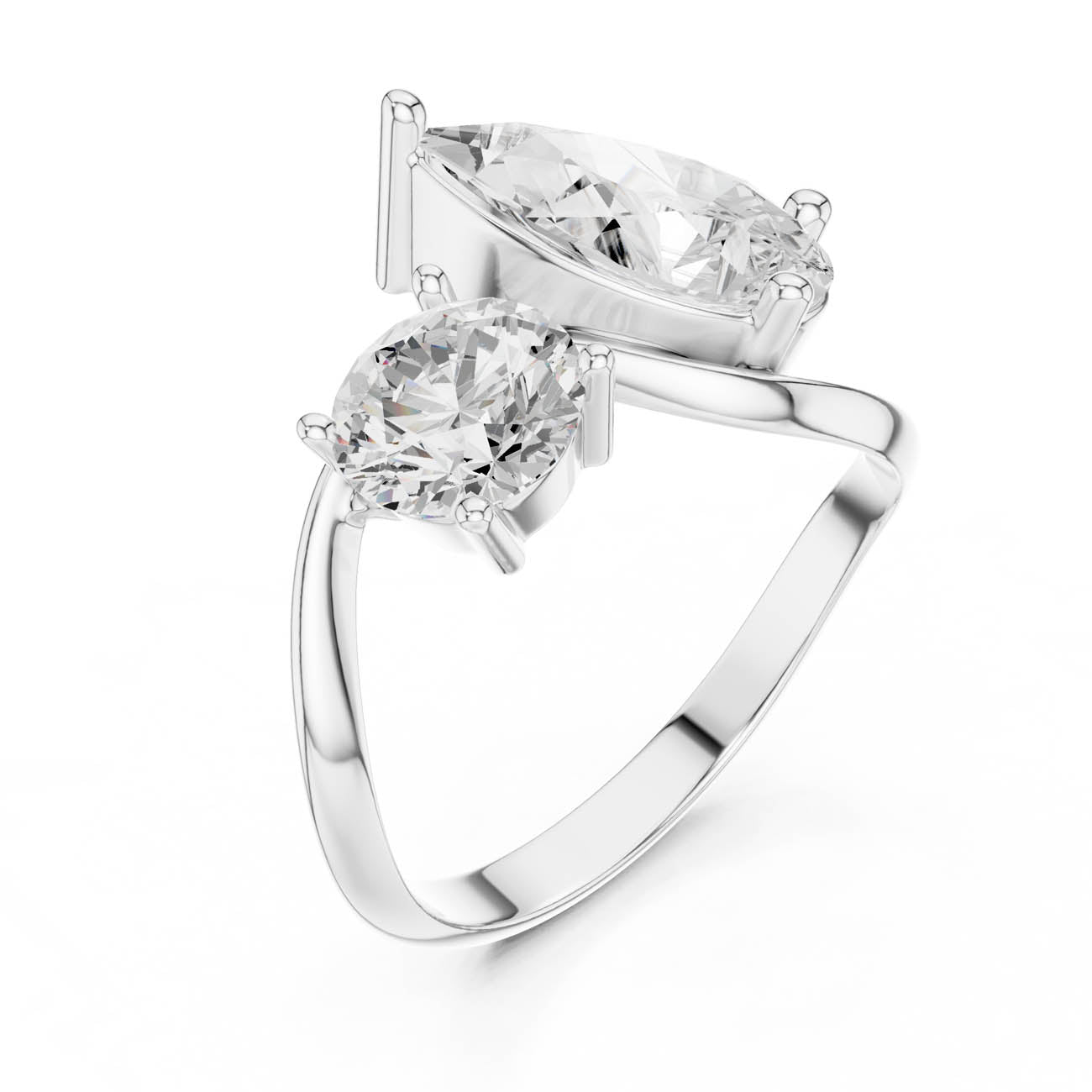2.90 Ct. Round and Pear Diamond Open Band Ring (SBWR(31)) 9