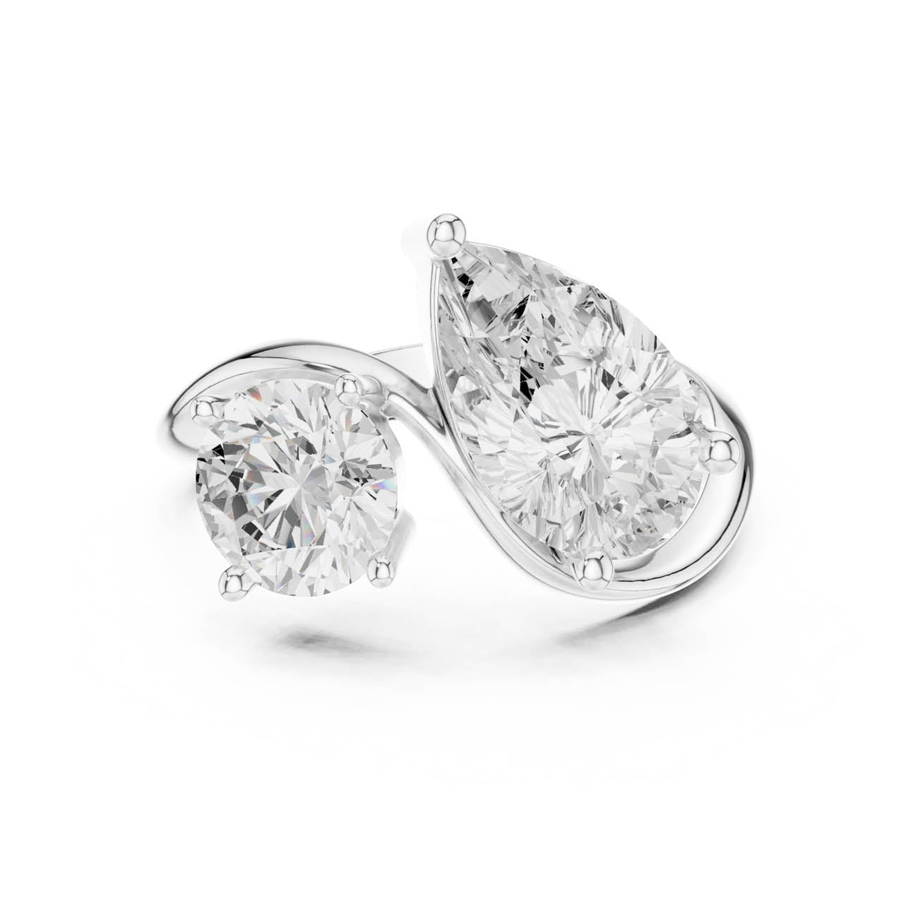 2.90 Ct. Round and Pear Diamond Open Band Ring (SBWR(31)) 7