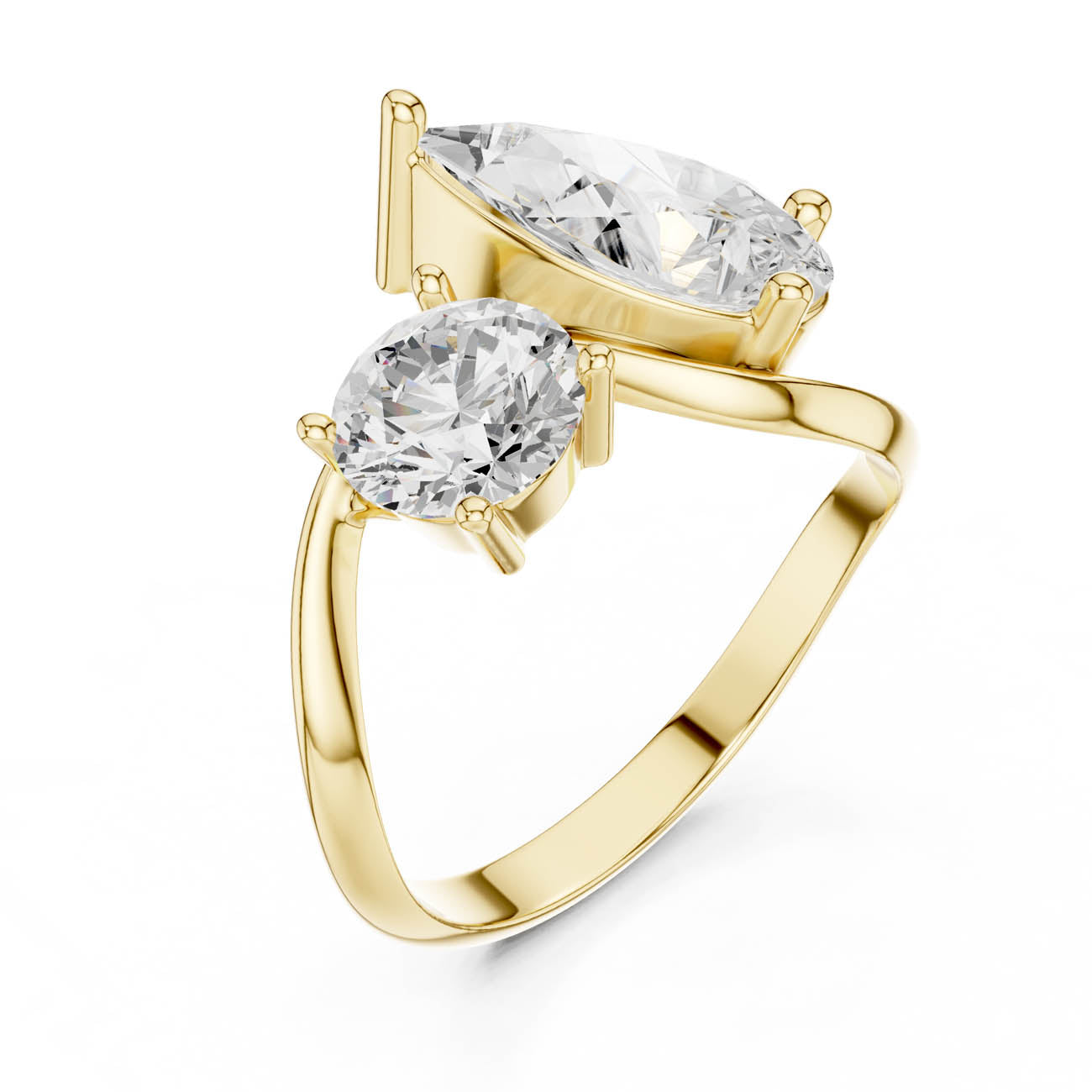 2.90 Ct. Round and Pear Diamond Open Band Ring (SBWR(31))