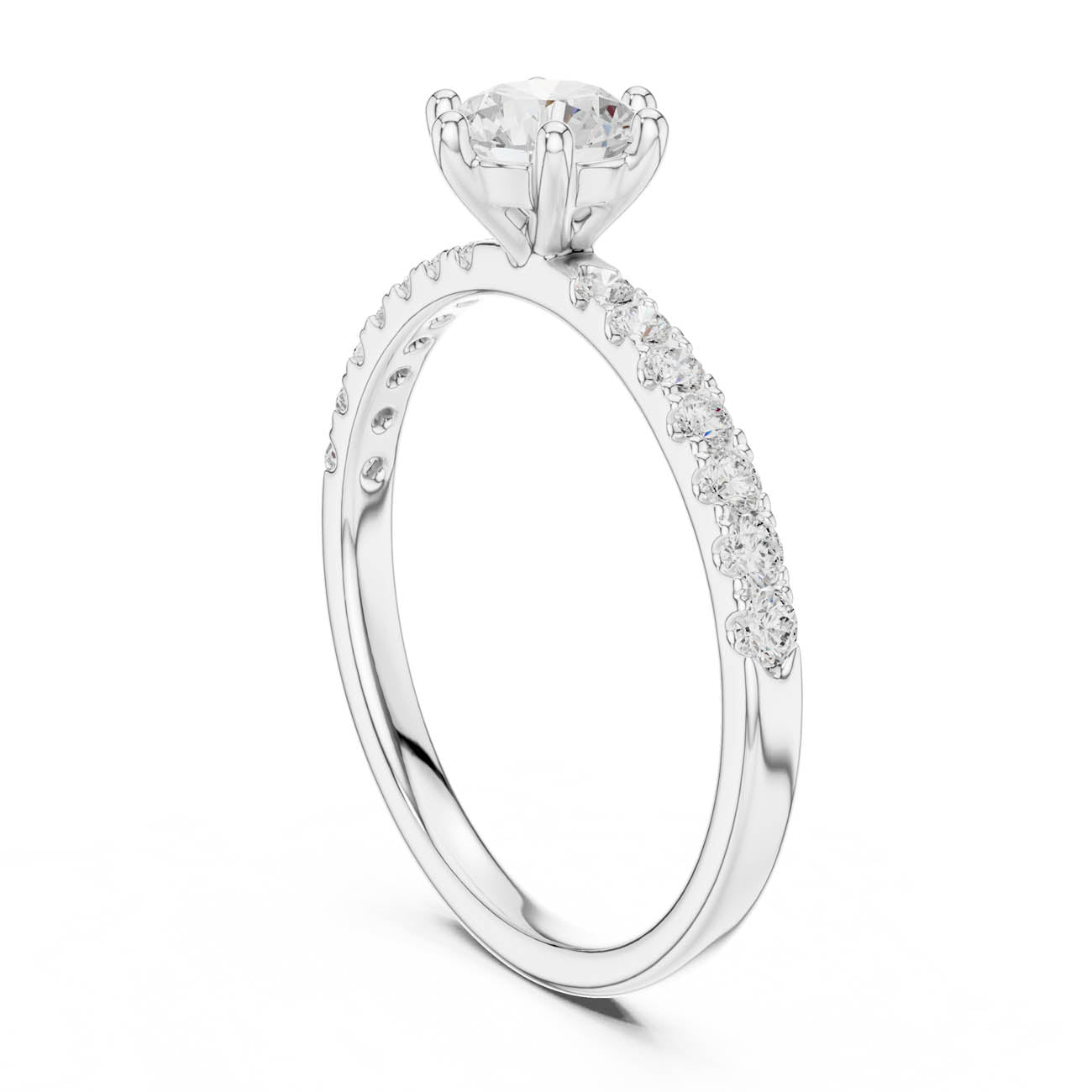 .90 Ct. Round Diamond Solitaire with Pavé Band (SBWR(36)) 9
