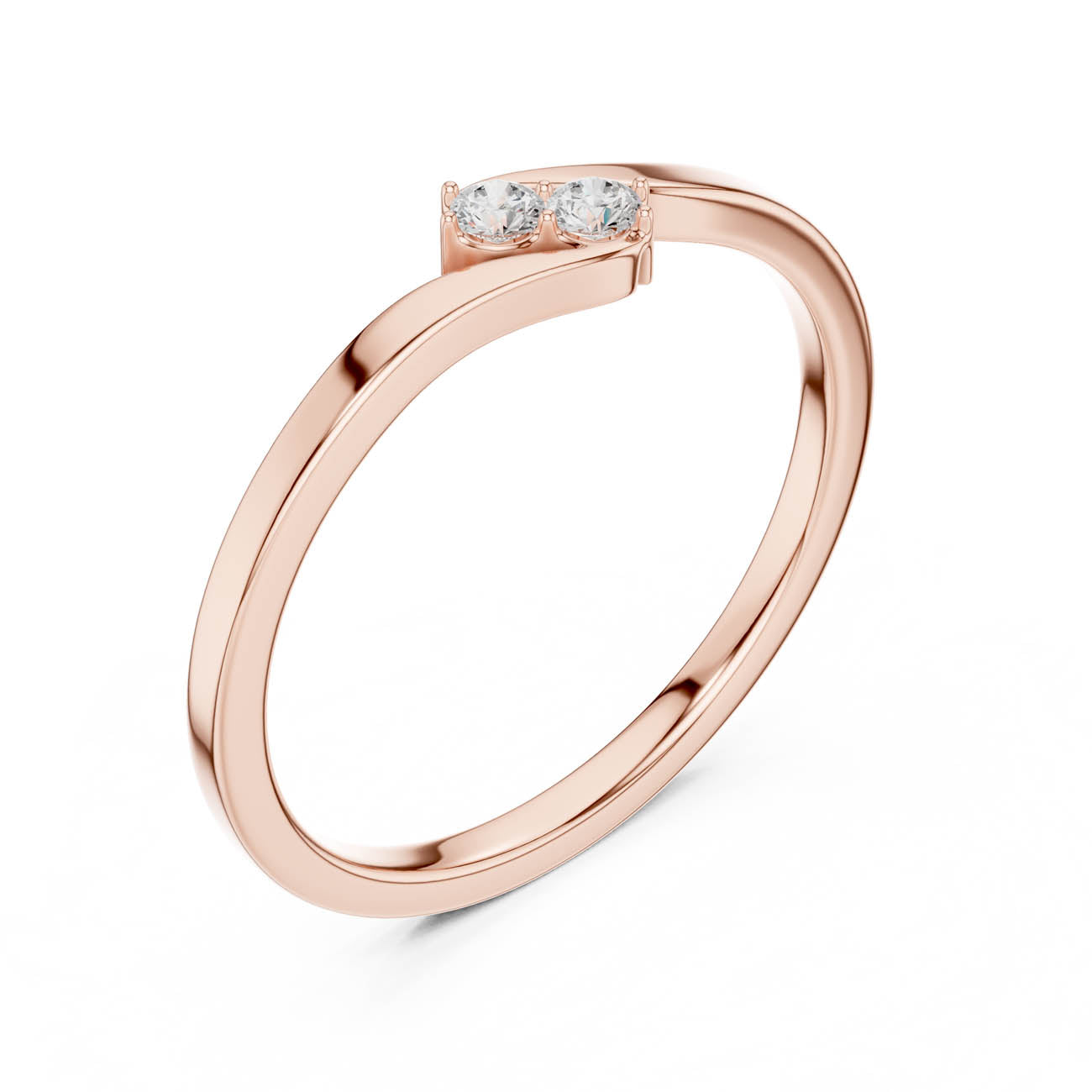 .07 Ct. Two-Stone Round Diamond Ring with Sculpted Closed Band (SBWR(41)) 8