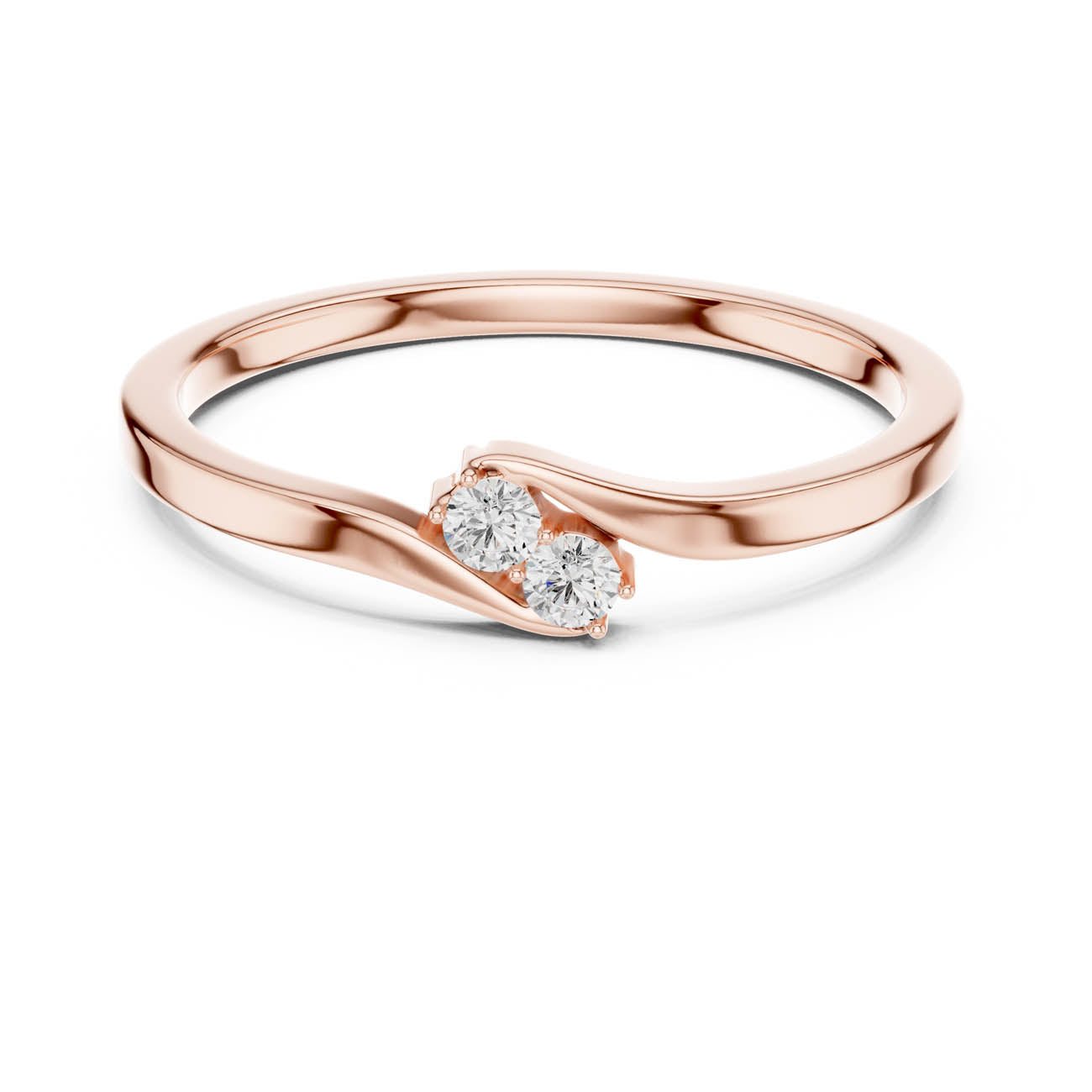 .07 Ct. Two-Stone Round Diamond Ring with Sculpted Closed Band (SBWR(41))