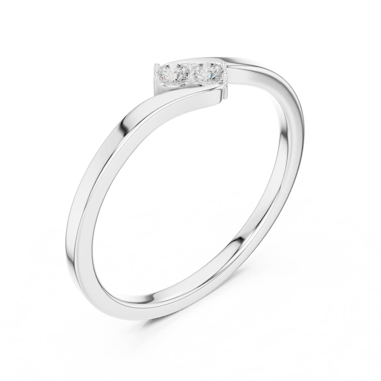 .07 Ct. Two-Stone Round Diamond Ring with Sculpted Closed Band (SBWR(41)) 6