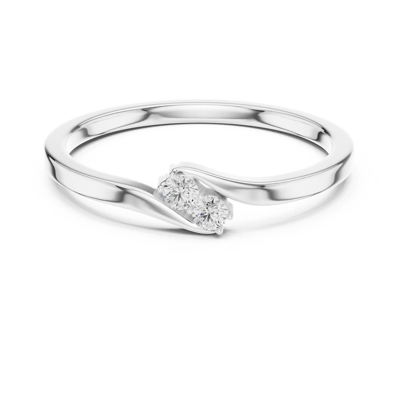 .07 Ct. Two-Stone Round Diamond Ring with Sculpted Closed Band (SBWR(41)) 7
