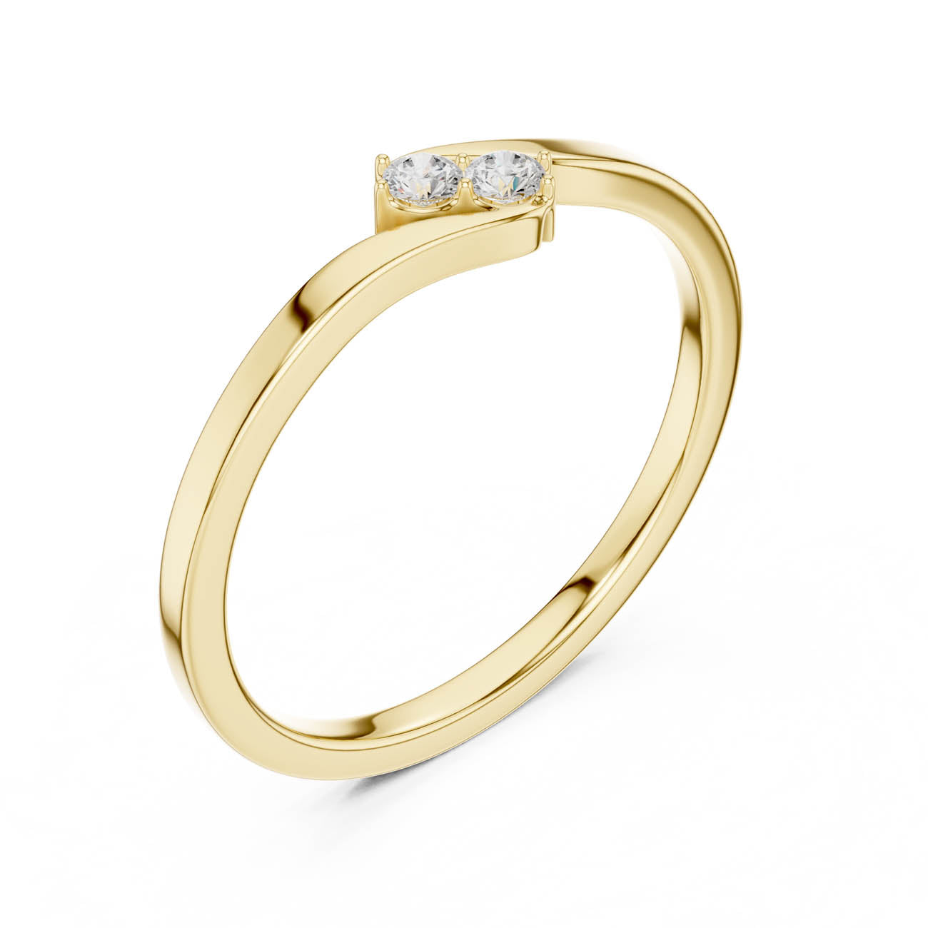 .07 Ct. Two-Stone Round Diamond Ring with Sculpted Closed Band (SBWR(41))