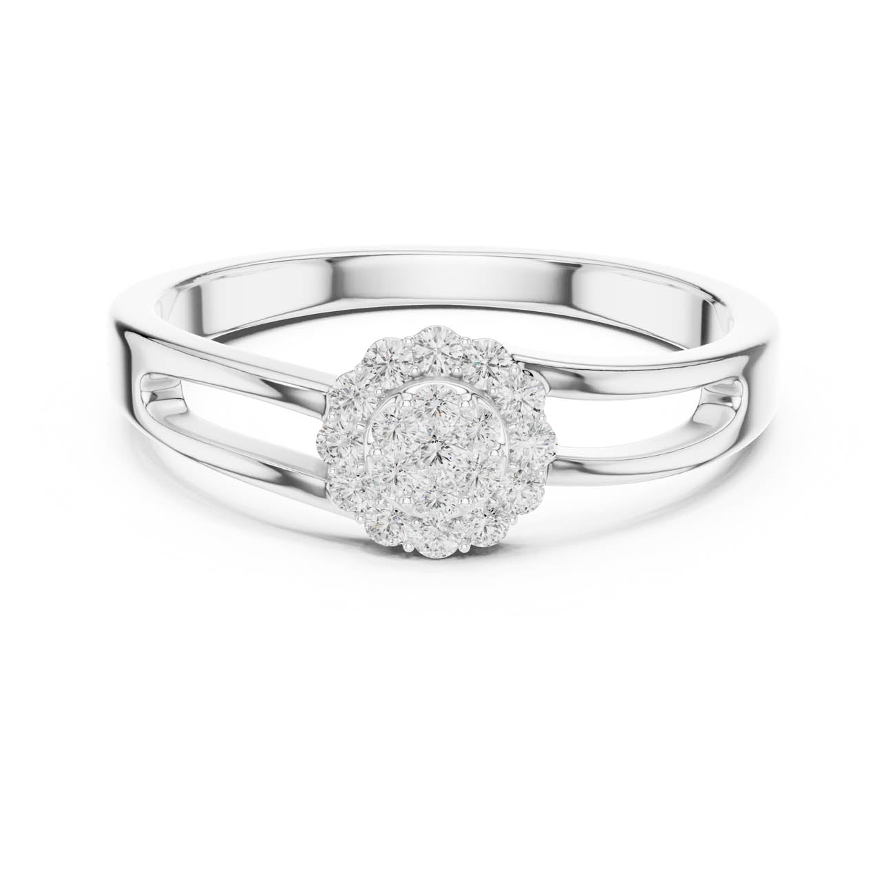 .19 Ct. Floral Cluster Diamond Ring with Split Closed Shank (SBWR(43))