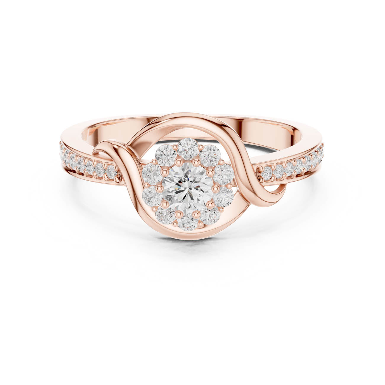 .44 Ct. Round Diamond Halo Ring with Pavé Split Band (SBWR(46)) 7