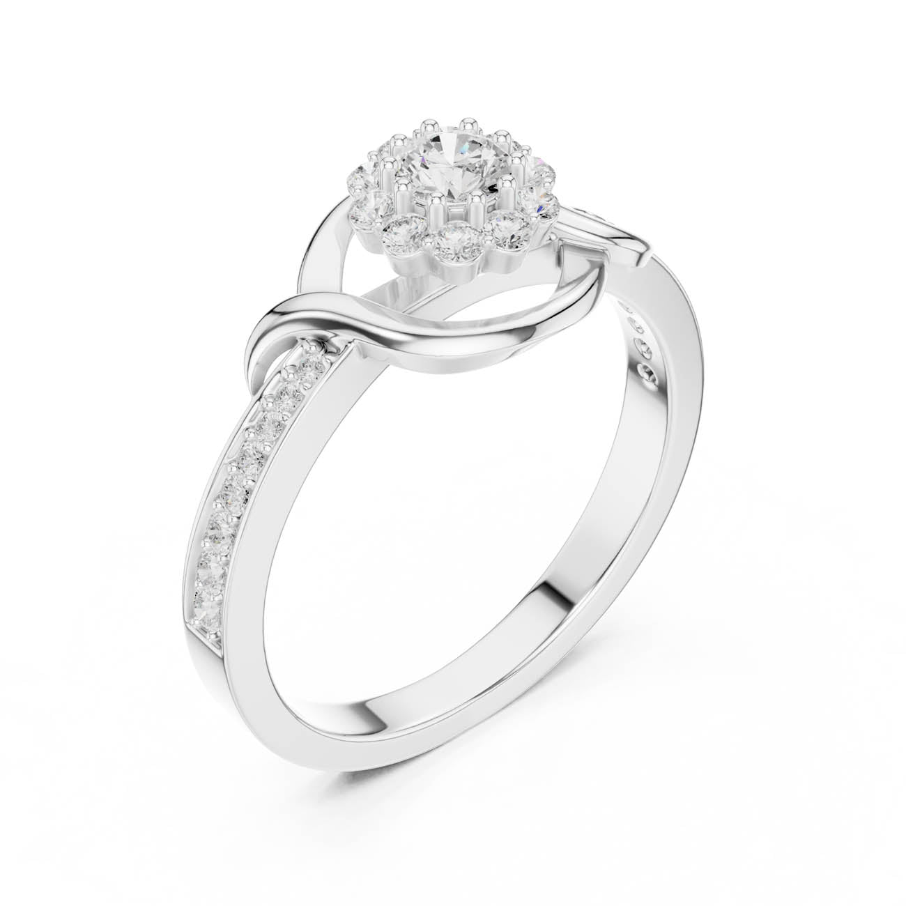 .44 Ct. Round Diamond Halo Ring with Pavé Split Band (SBWR(46)) 6