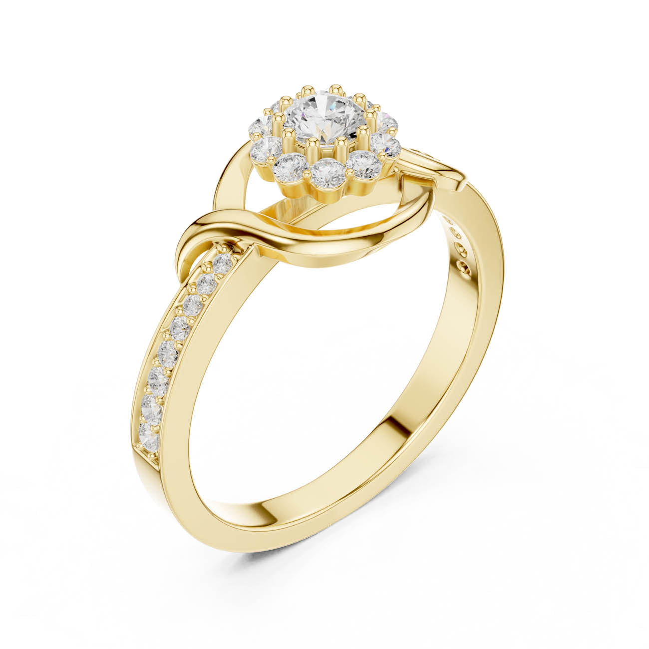 .44 Ct. Round Diamond Halo Ring with Pavé Split Band (SBWR(46)) 3