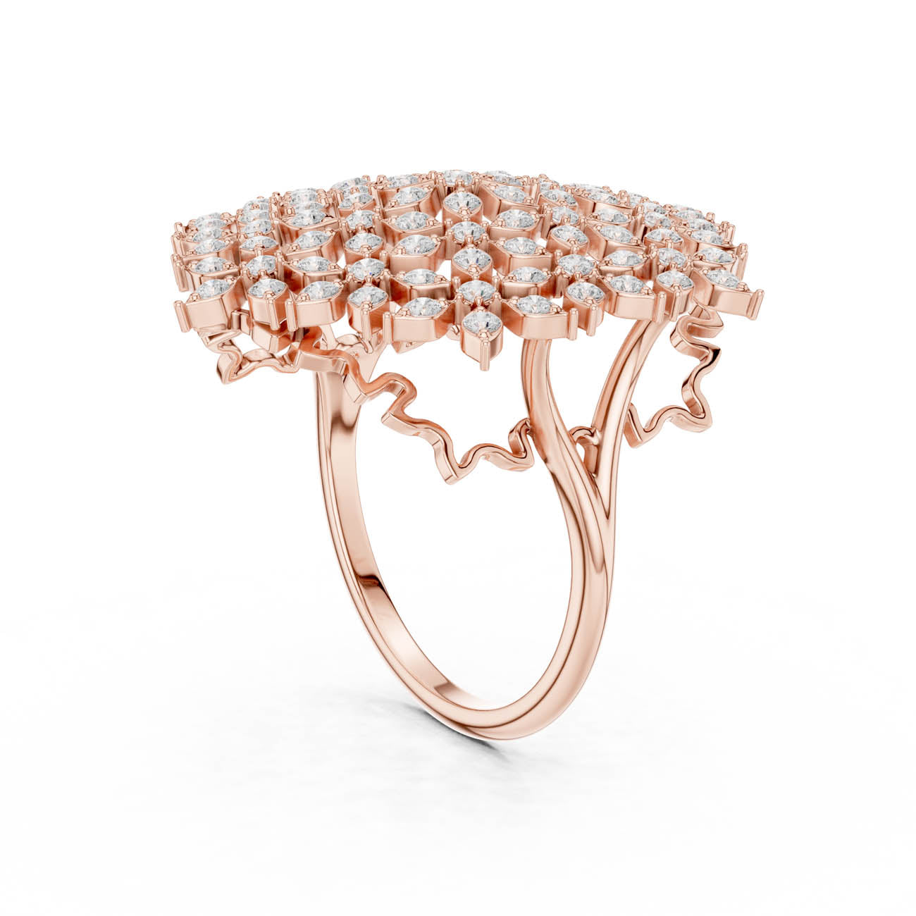 .91 Ct. Round Diamond Floral Cluster Ring with Openwork Design (SBWR(47)) 10