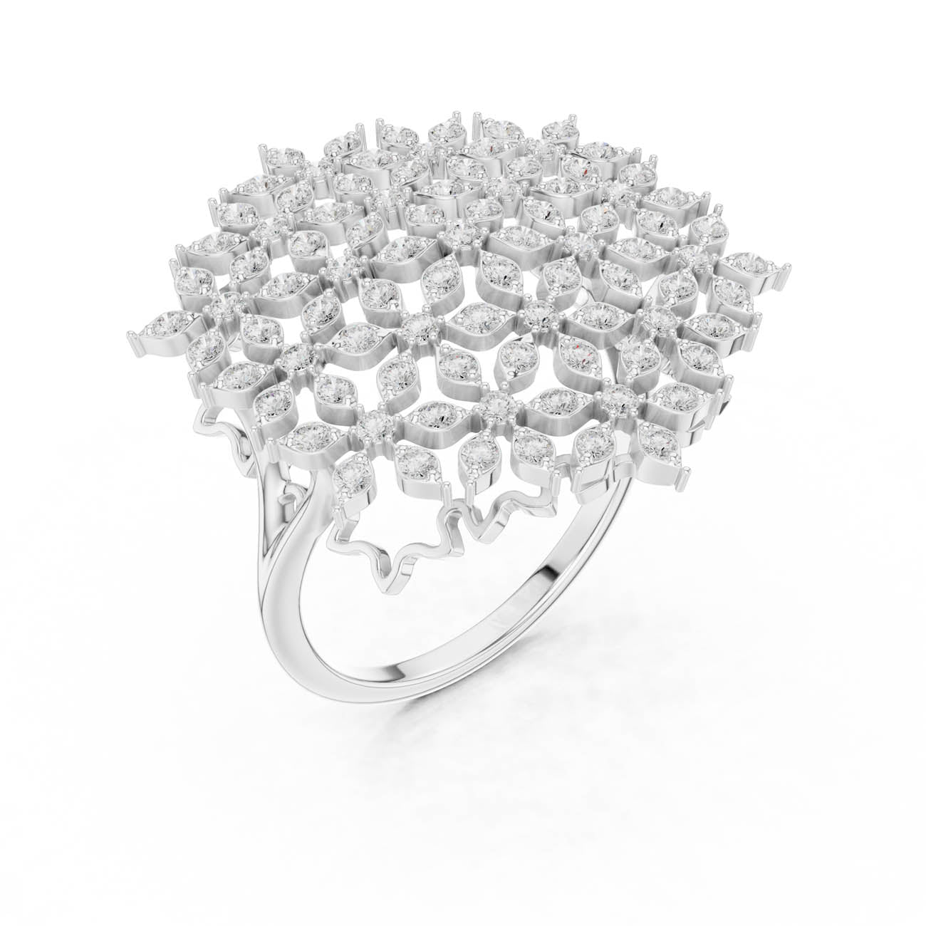 .91 Ct. Round Diamond Floral Cluster Ring with Openwork Design (SBWR(47)) 7