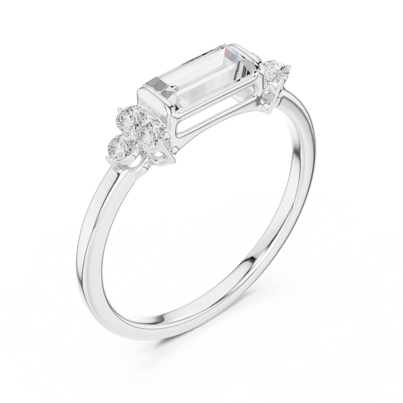 .50 Ct. Baguette Cut Diamond Solitaire with Side Accent Stones (SBWR(54)) 8