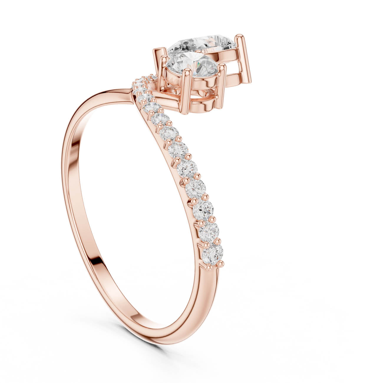 .89 Ct. Pear and Round Diamond Bypass Ring with Pavé Band (SBWR(59)) 9