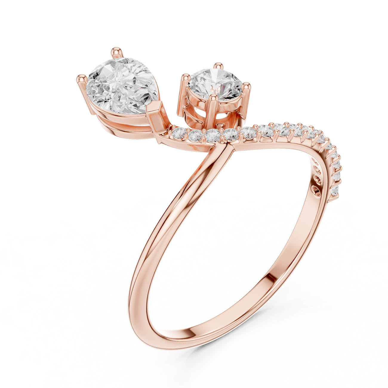.89 Ct. Pear and Round Diamond Bypass Ring with Pavé Band (SBWR(59)) 8