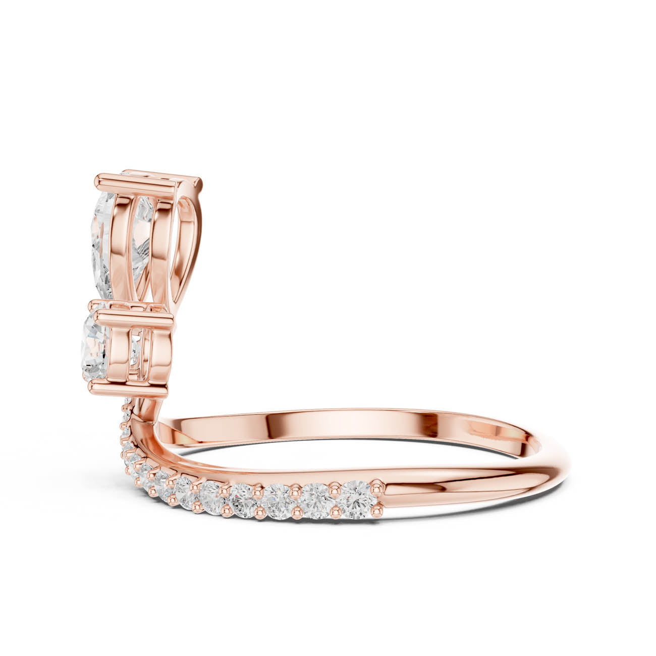 .89 Ct. Pear and Round Diamond Bypass Ring with Pavé Band (SBWR(59)) 12