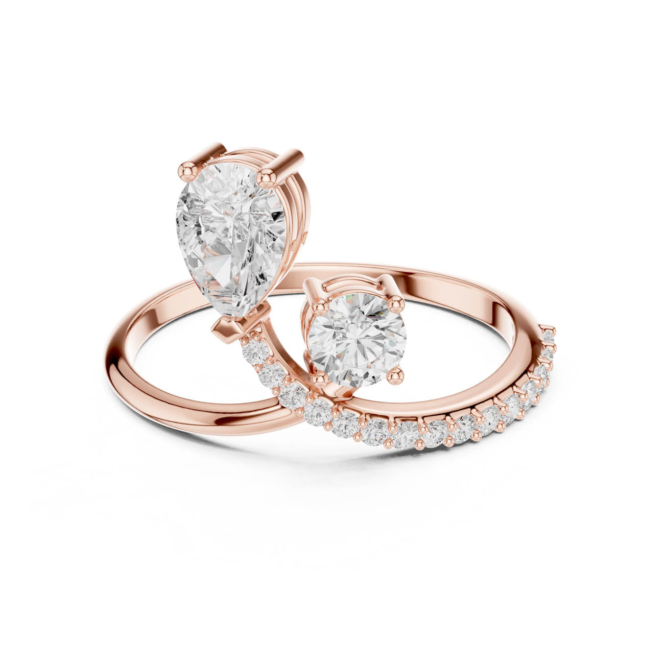 .89 Ct. Pear and Round Diamond Bypass Ring with Pavé Band (SBWR(59)) 7