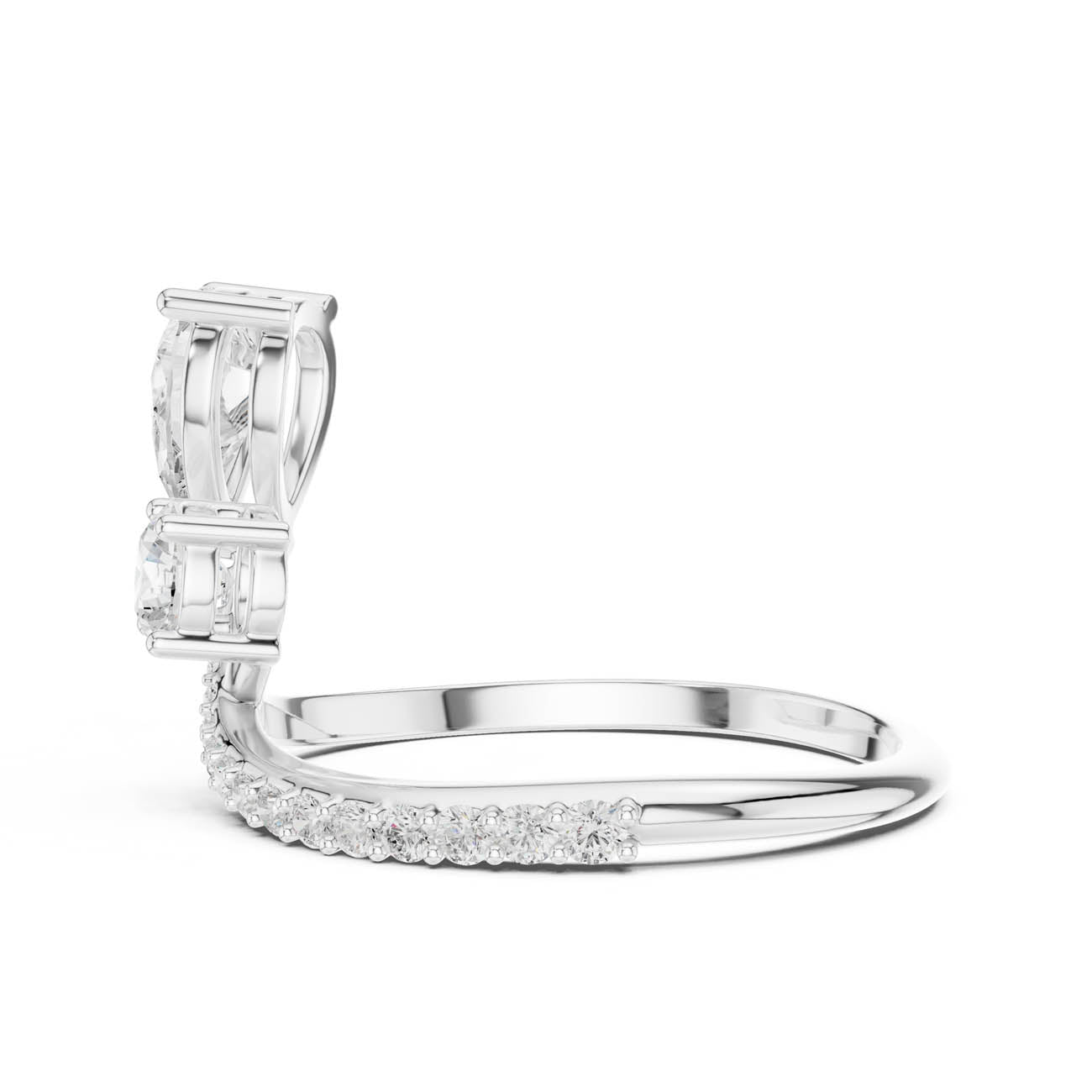 .89 Ct. Pear and Round Diamond Bypass Ring with Pavé Band (SBWR(59)) 11