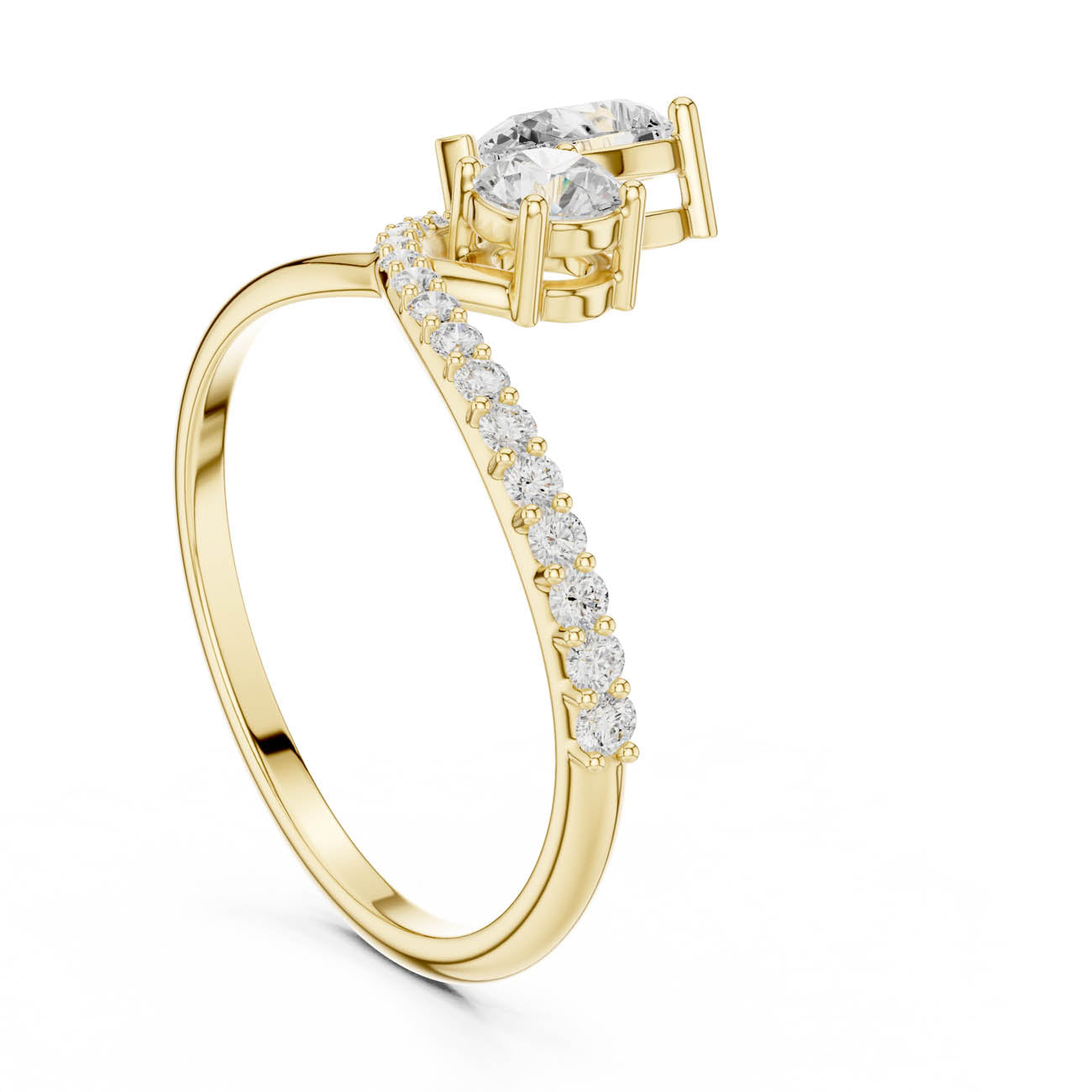 .89 Ct. Pear and Round Diamond Bypass Ring with Pavé Band (SBWR(59)) 3