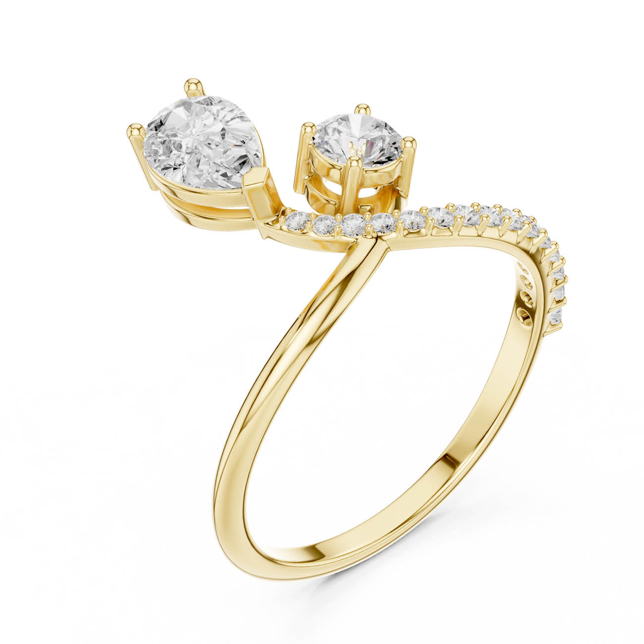 .89 Ct. Pear and Round Diamond Bypass Ring with Pavé Band (SBWR(59))