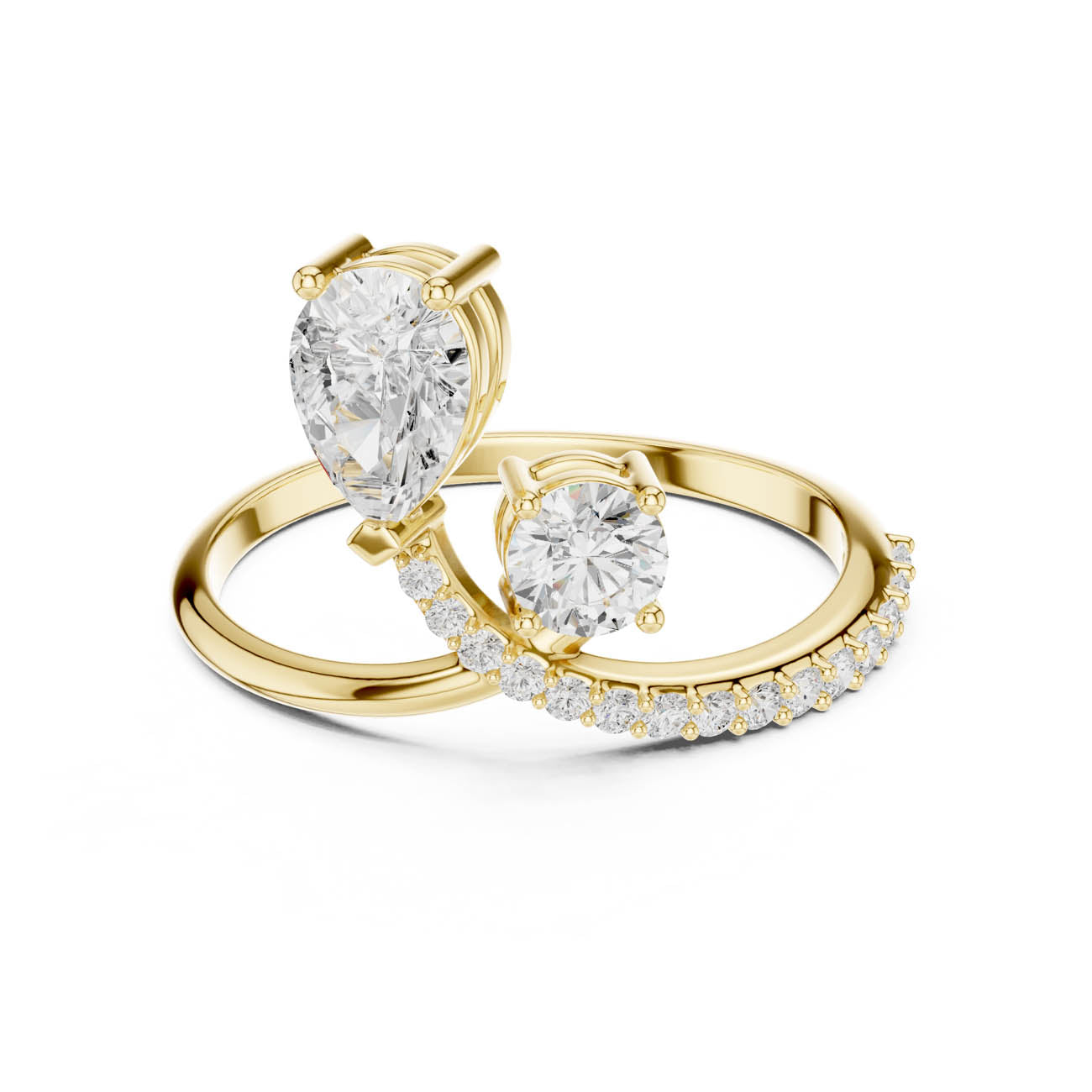 .89 Ct. Pear and Round Diamond Bypass Ring with Pavé Band (SBWR(59))