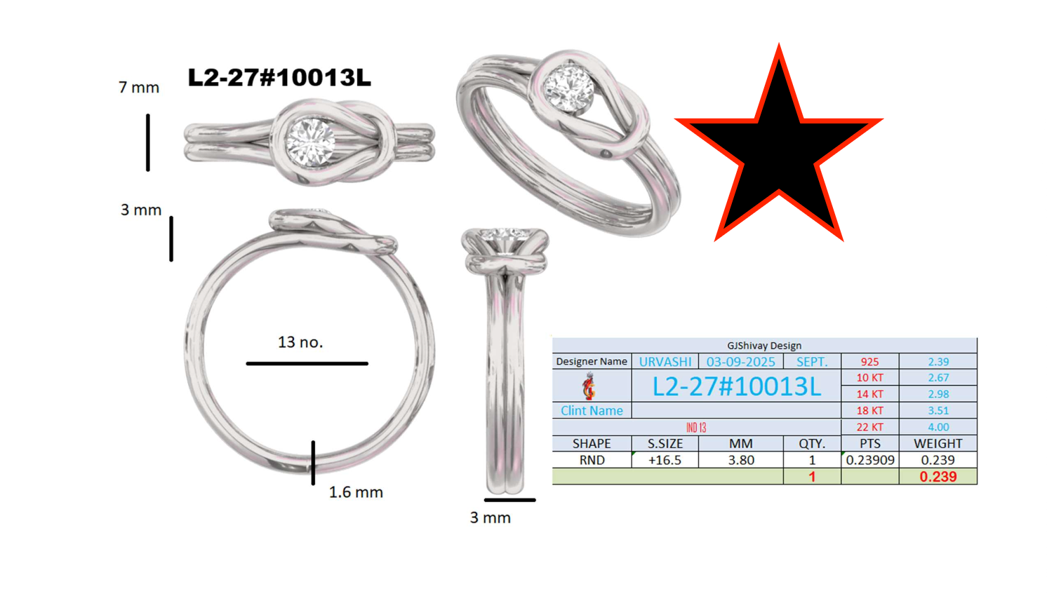 .25 Ct. Round Diamond Swirl Bezel Ring with Sculpted Loop Setting (L2-27#10013L) 16