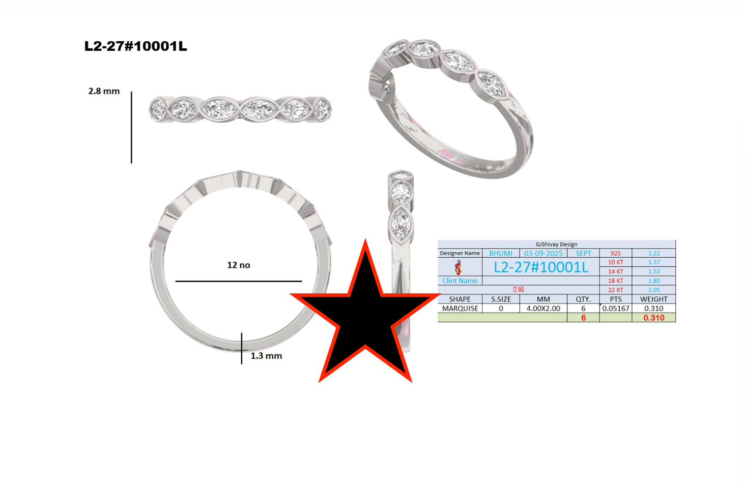 .30 Ct. Marquise Diamond Bezel Band (L2-27#10001L) 16