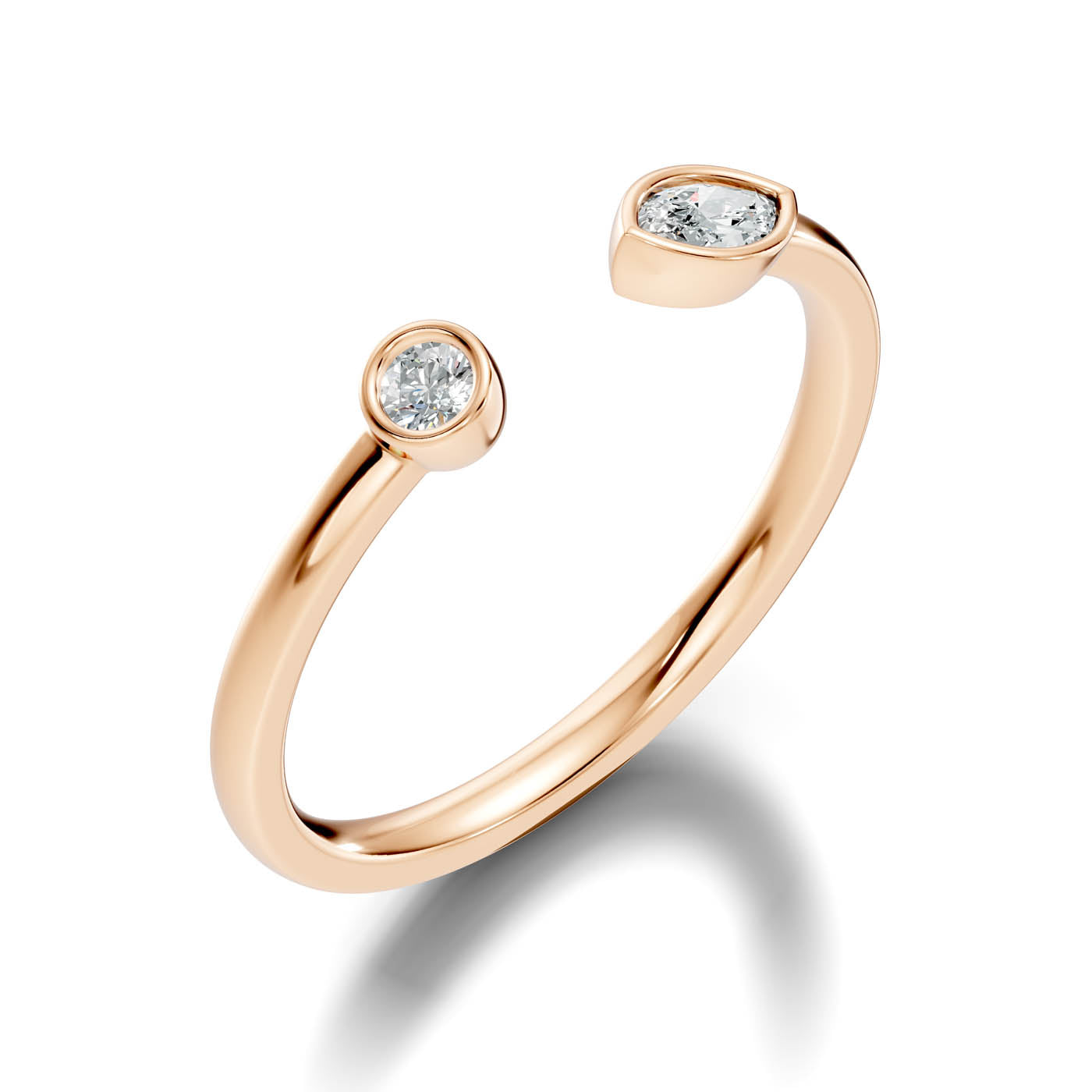 .15 Ct. Round & Marquise Diamond Bezel Open Ring (6-40565727821917) 8