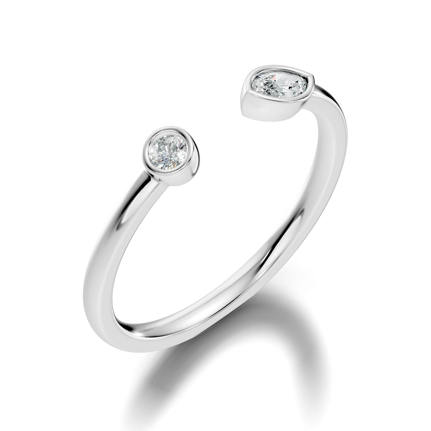 .15 Ct. Round & Marquise Diamond Bezel Open Ring (6-40565727821917) 13